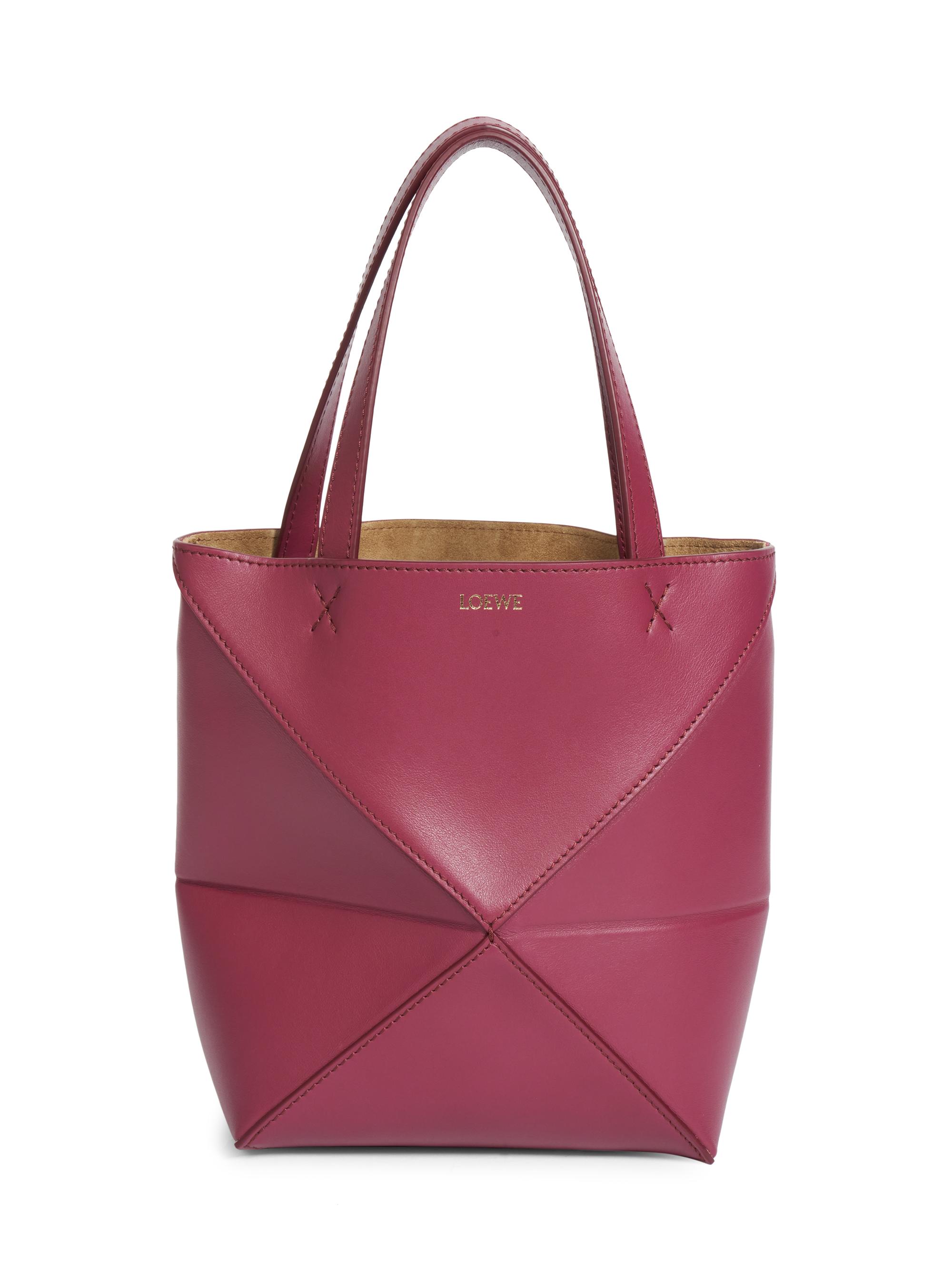 LOEWE Women's Mini Puzzle Fold Leather Tote Bag - Crimson