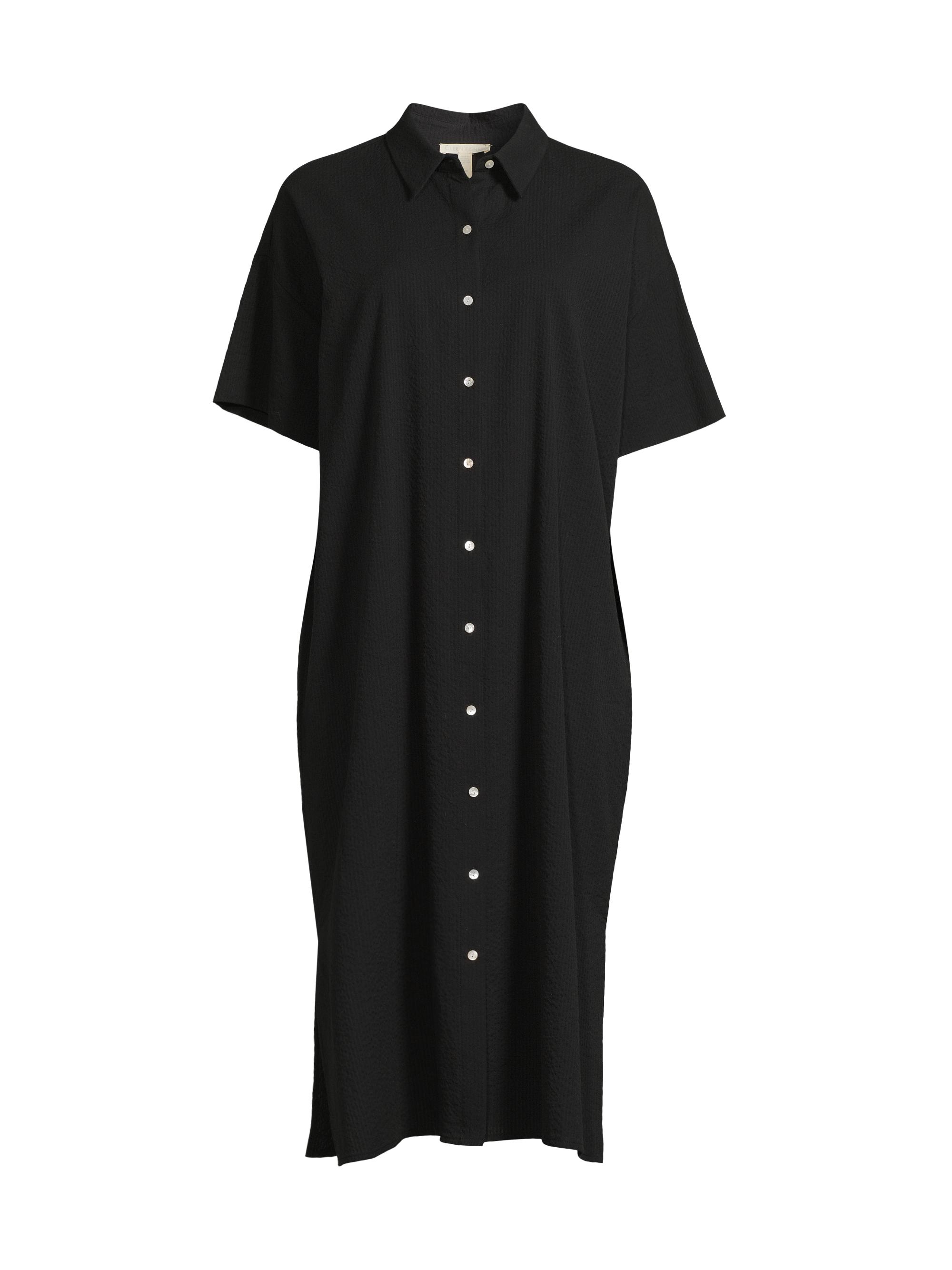 Eileen Fisher Women's Short-Sleeve Cotton Shirtdress - Black