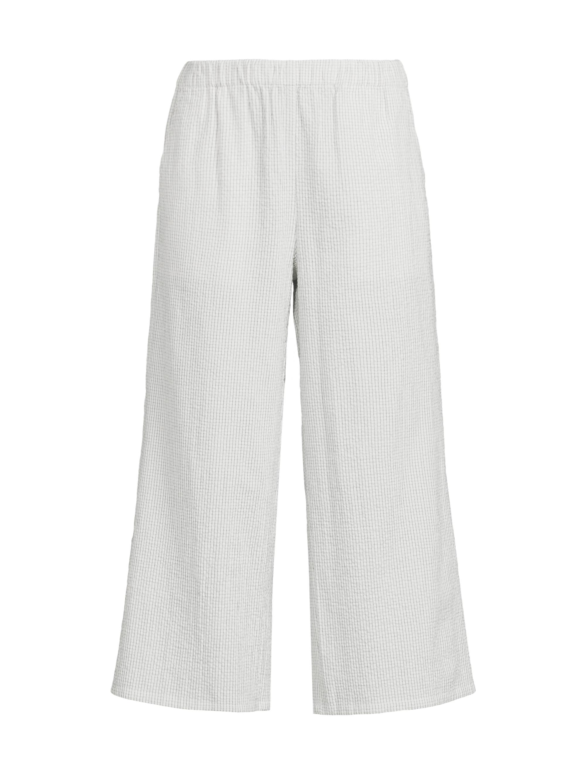 Eileen Fisher Women's Check Cotton Cropped Wide-Leg Pants - White