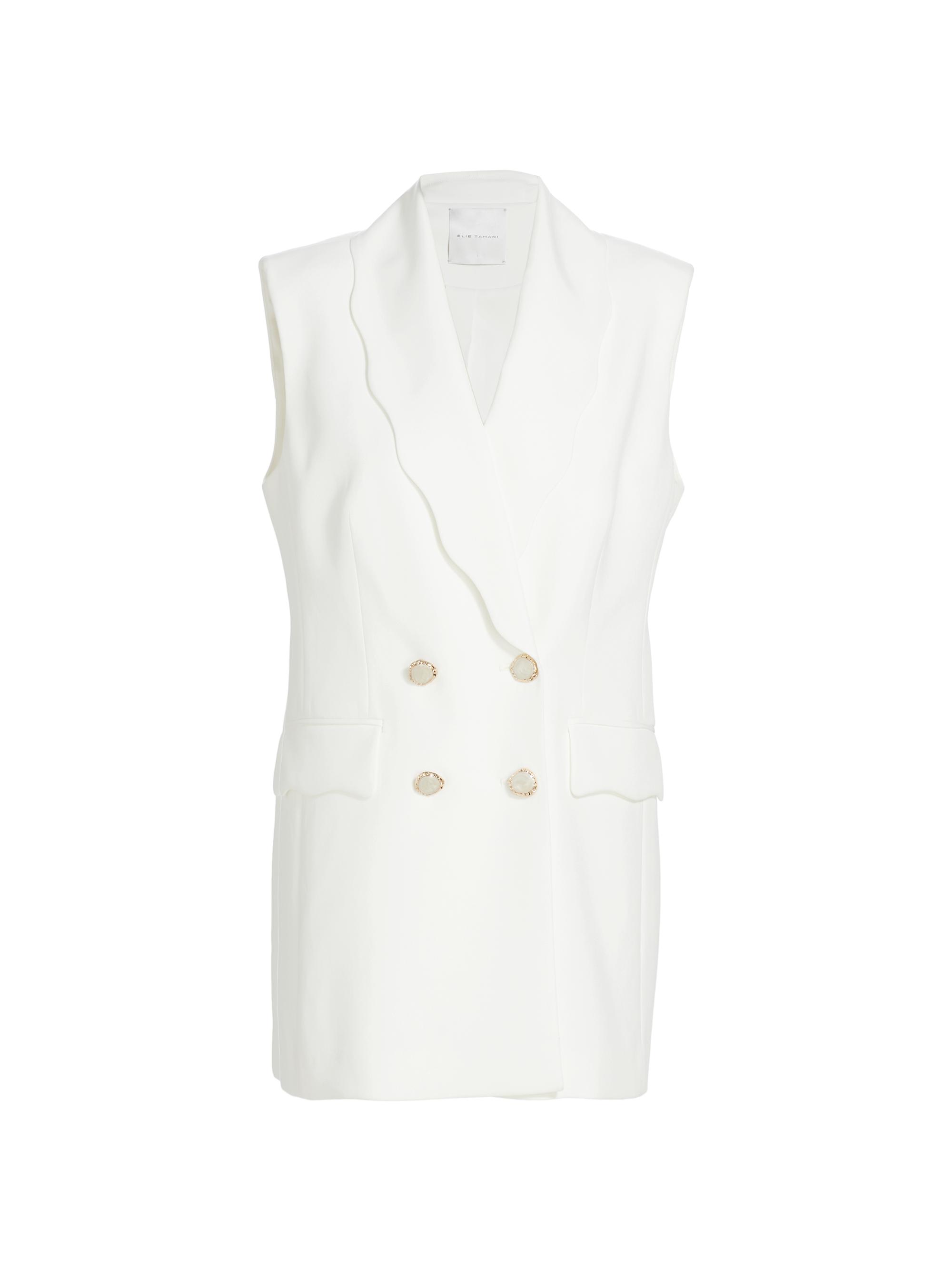 Elie Tahari Women's Daniela Scallop-Lapel Sleeveless Blazer - Sky White