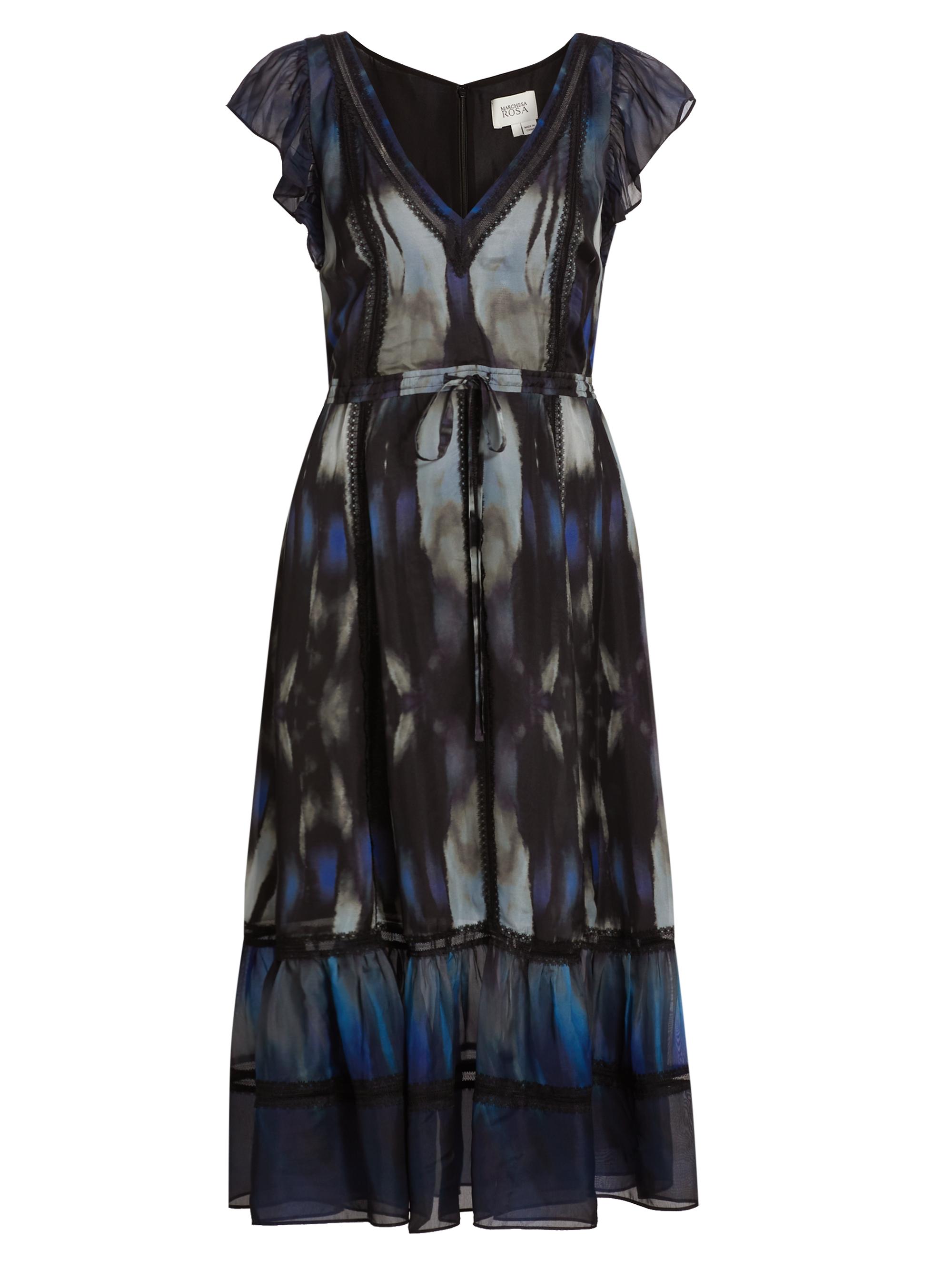 Marchesa Rosa Women's Ombré Drawstring Midi-Dress - Blue Multi