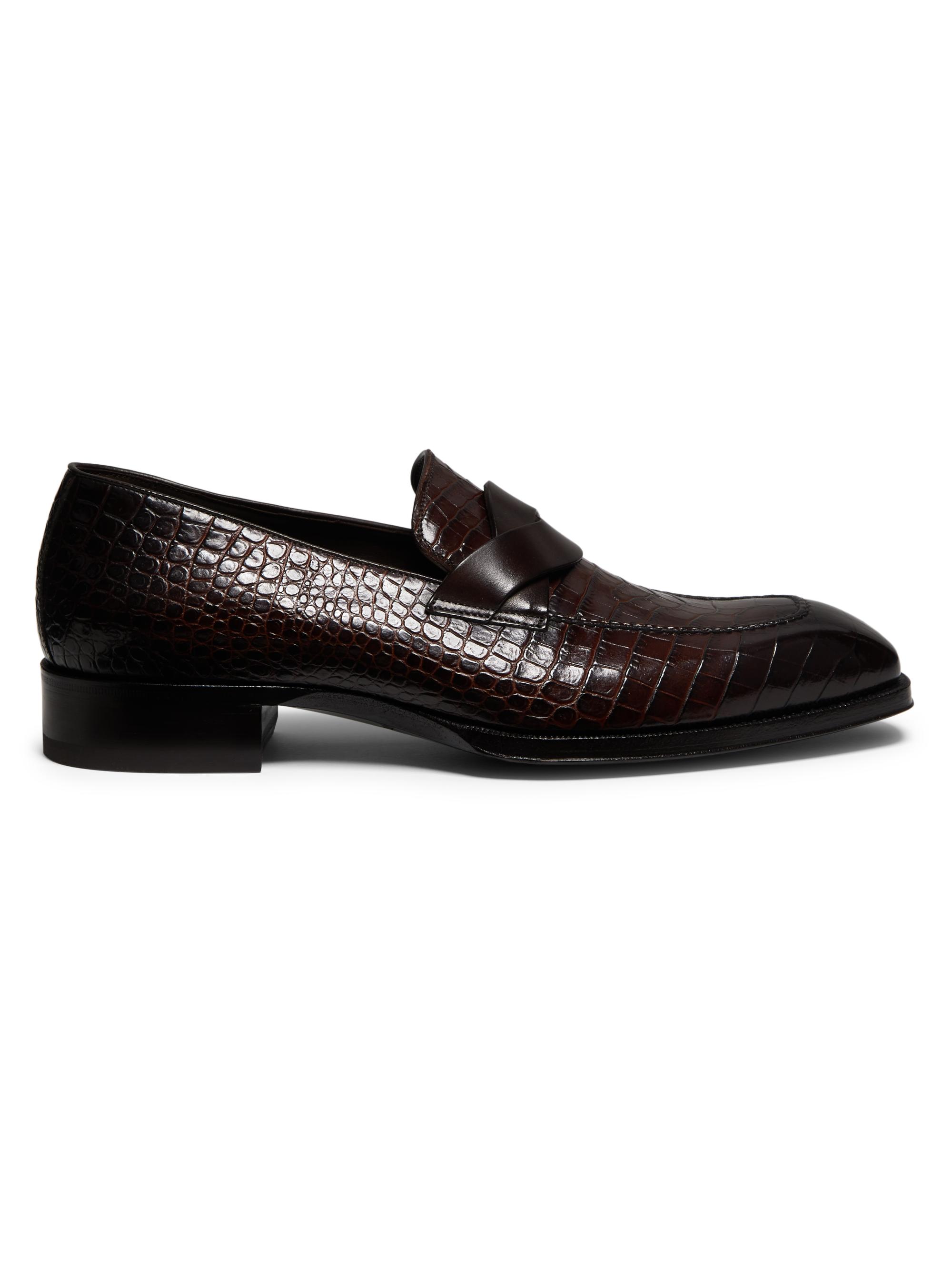 TOM FORD Men's Leather Loafers - Dark Mahogany