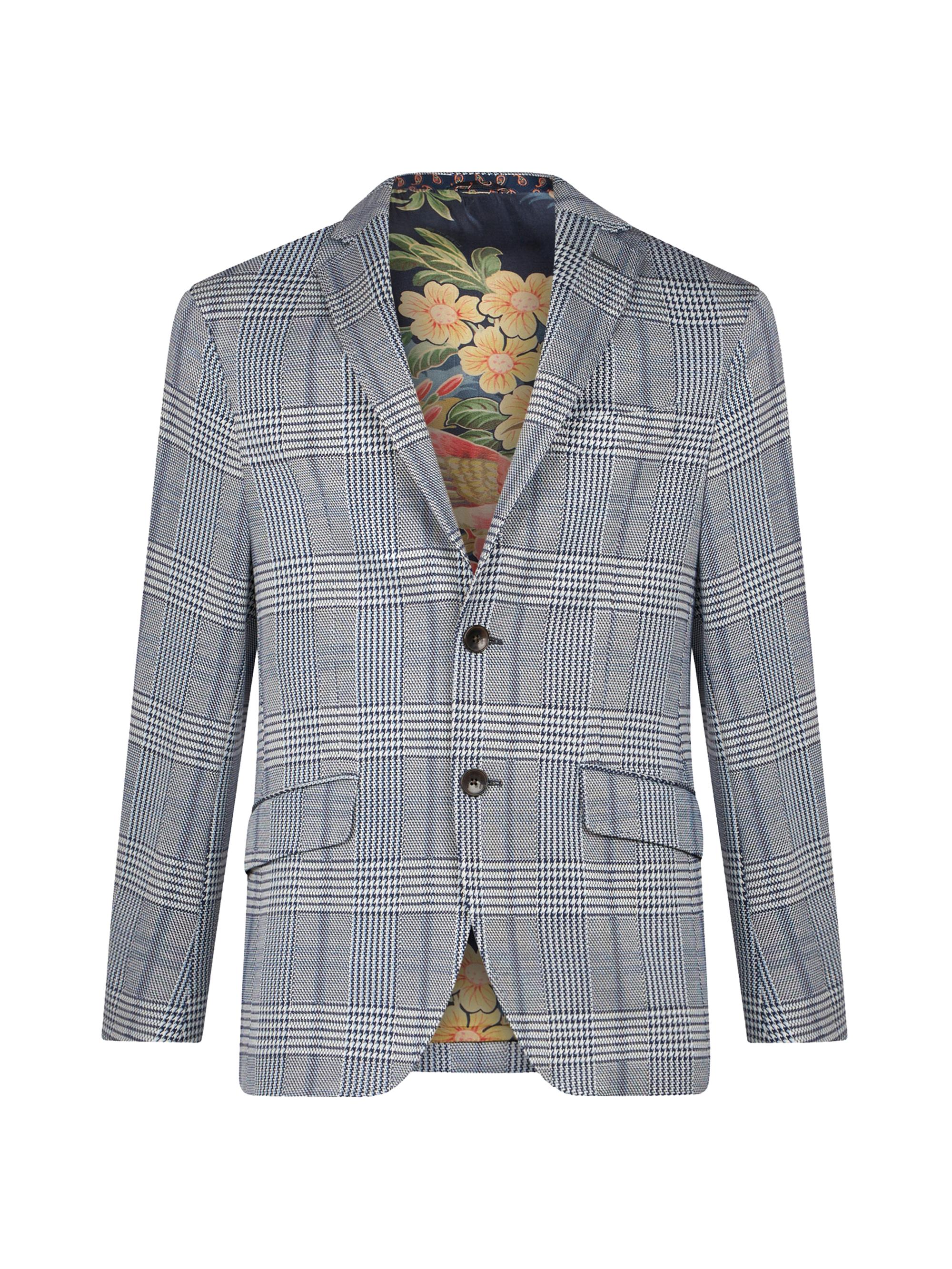 Etro Men's Roma Tartan Jersey Jacket - Blue