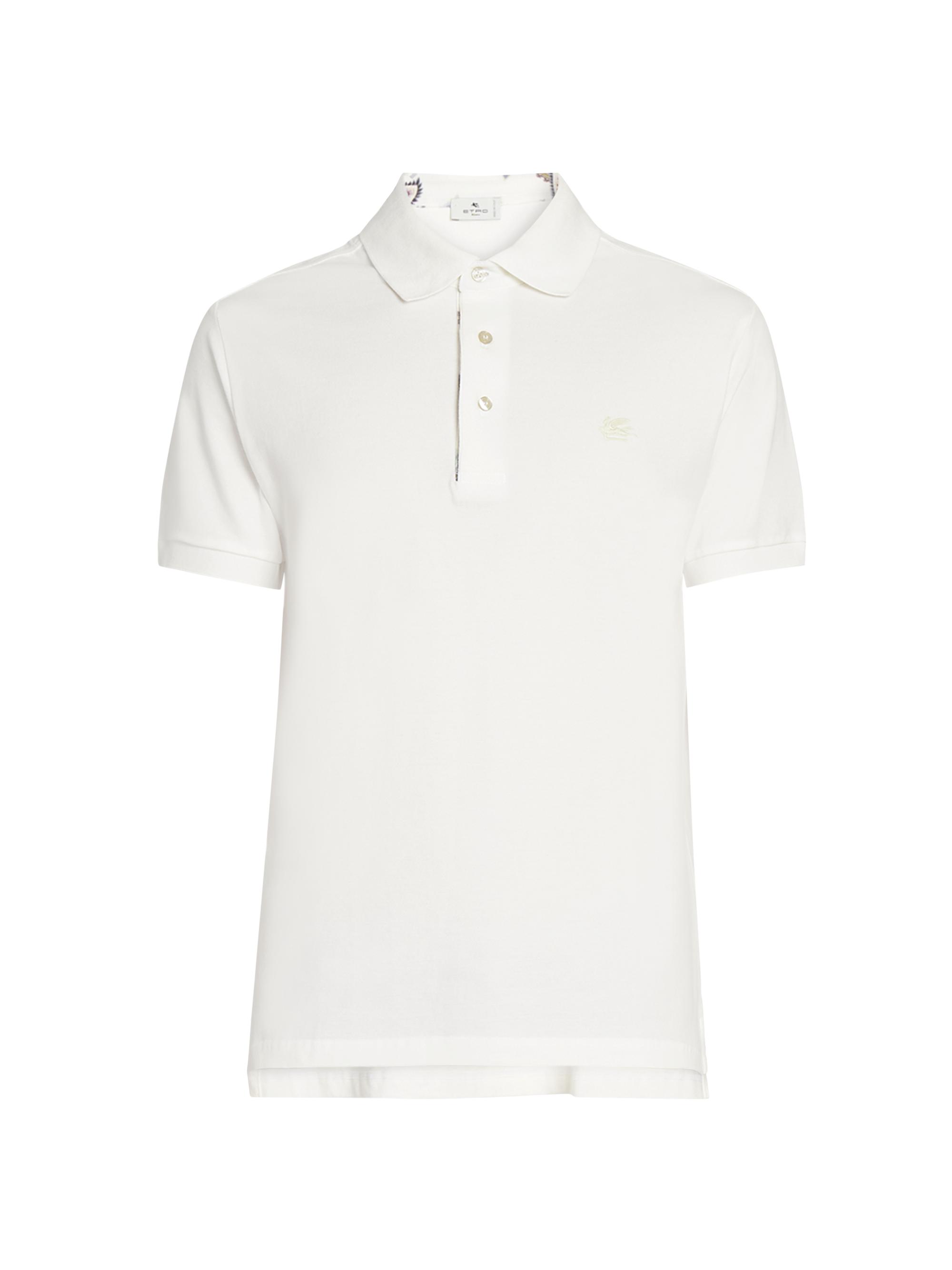 Etro Men's Roma Printed Detail Polo Shirt - White
