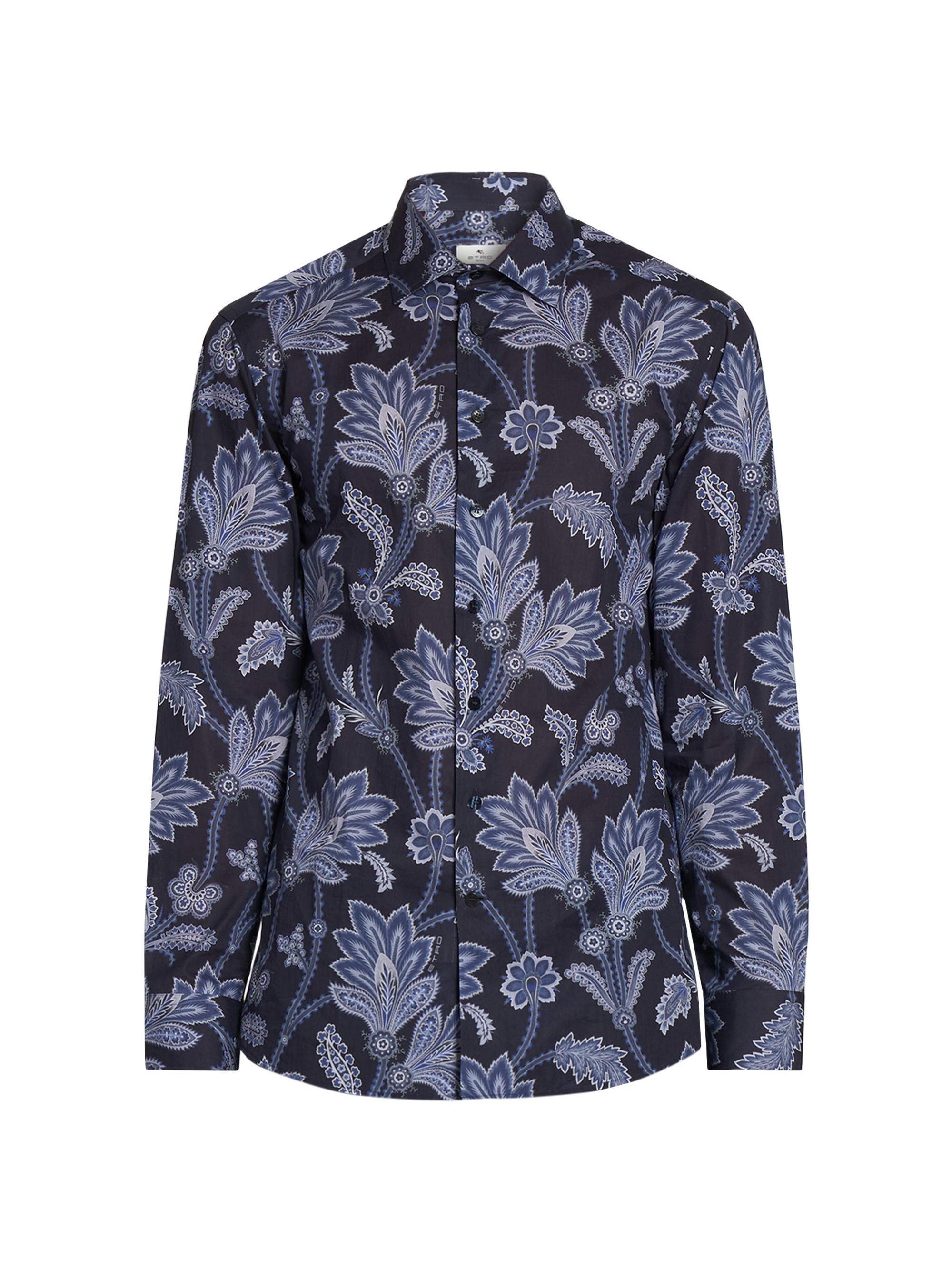 Etro Men's Roma Floral Cotton Shirt - Blue Print