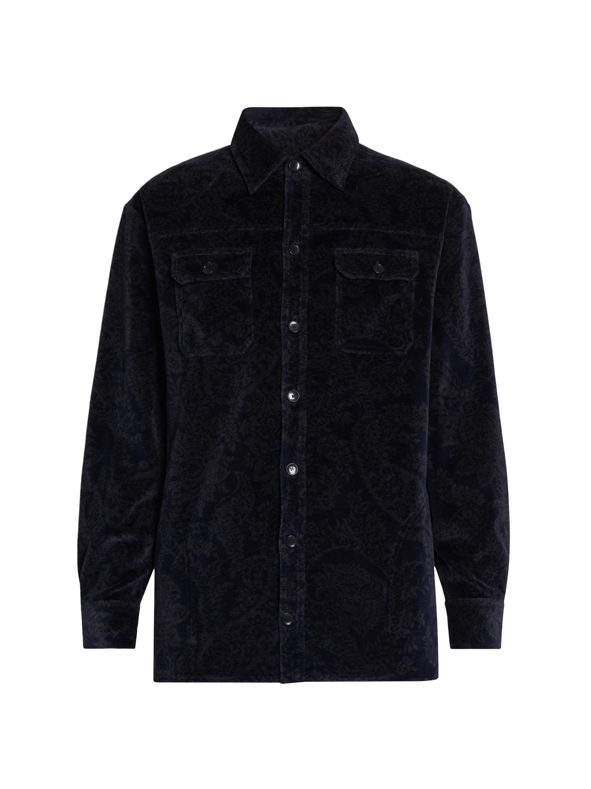 Etro Men's Paisley Printed Velvet Overshirt - Marine