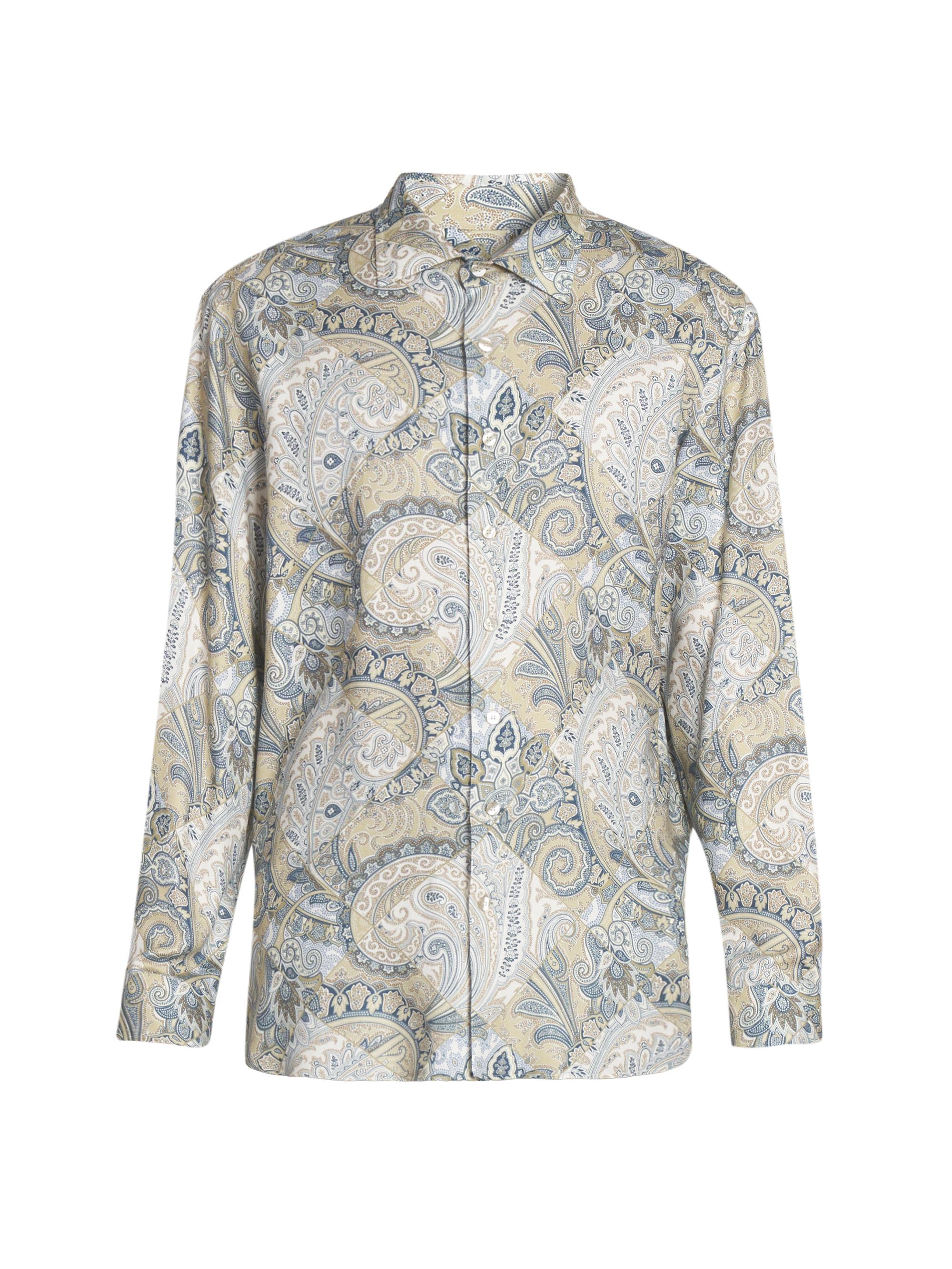 Etro Men's Roma Checkered Paisley Shirt - Beige Print