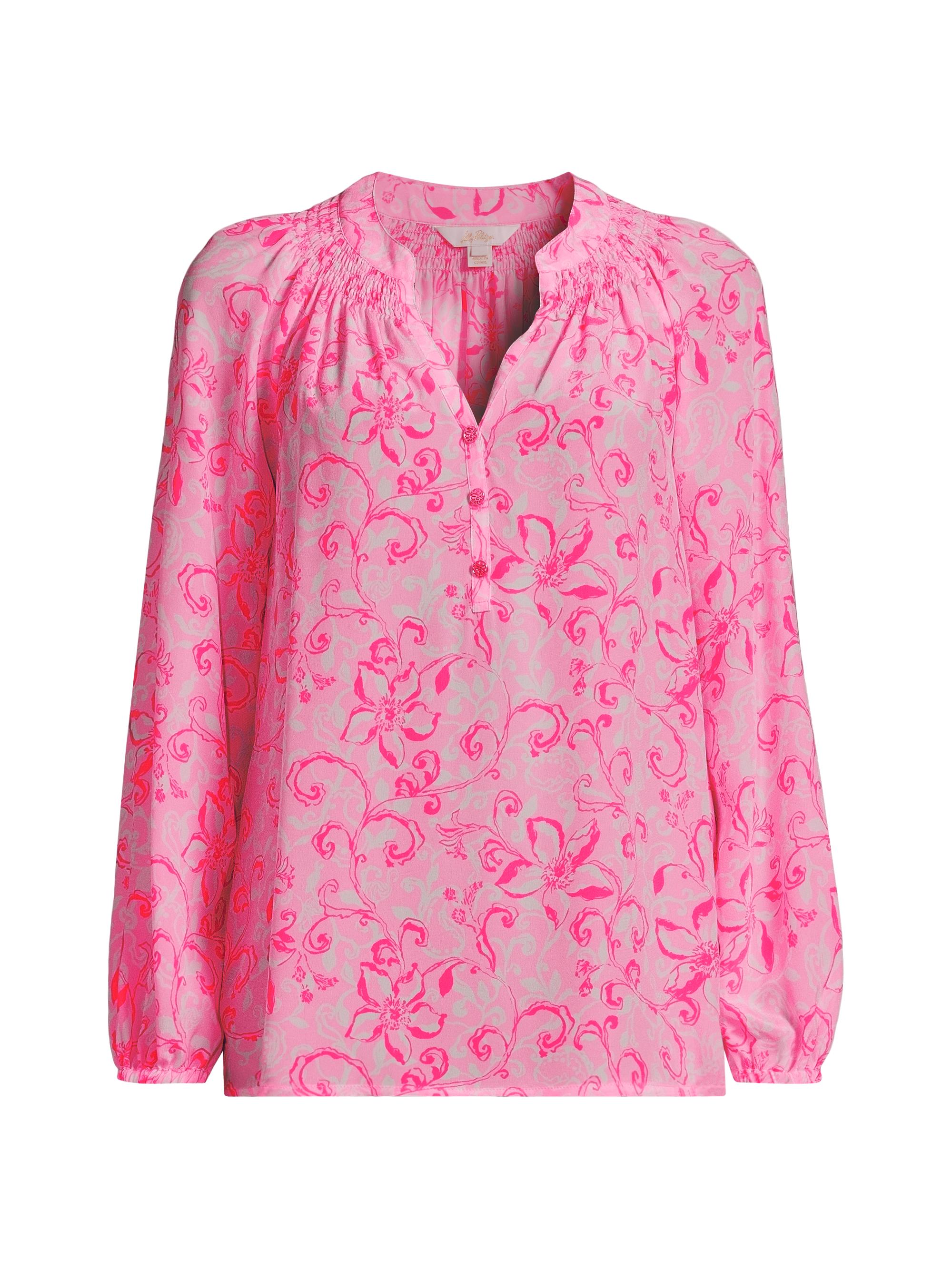 Lilly Pulitzer Women's Elsa Filigree Silk Blouse - Conch Shell Pink
