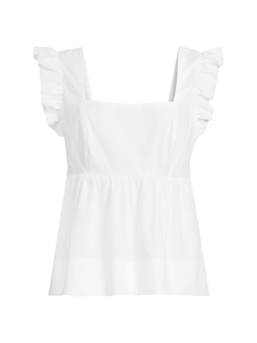 売れ筋商品|||ラッキーブランド カットソー トップス レディース Women's Babydoll Flyaway Top Bright White Lucky Brand Women's Embroidered Babydoll Top, Whisper White