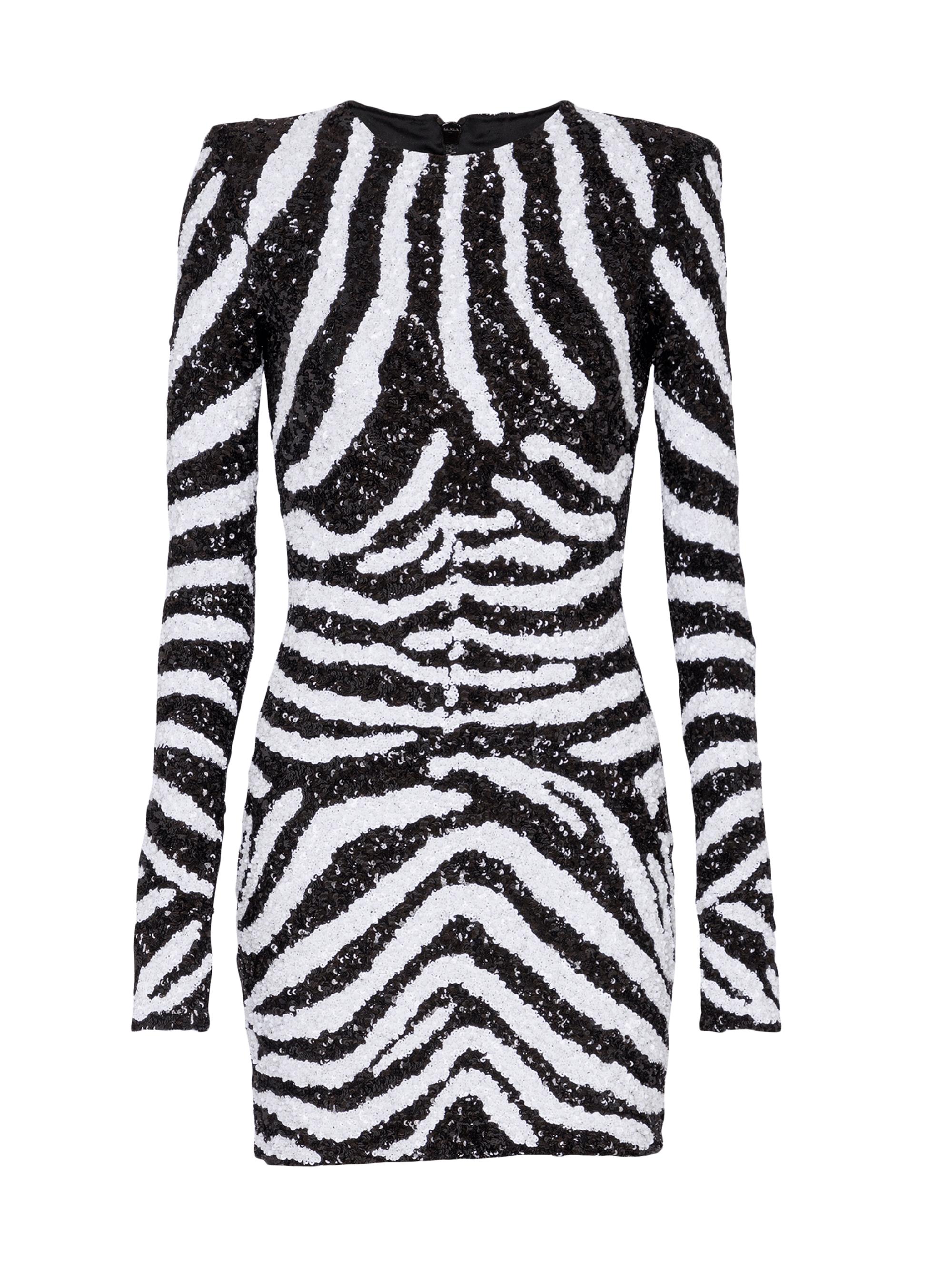 Balmain Women's Disney x : The Lion King Sequined Zebra Minidress - Noir