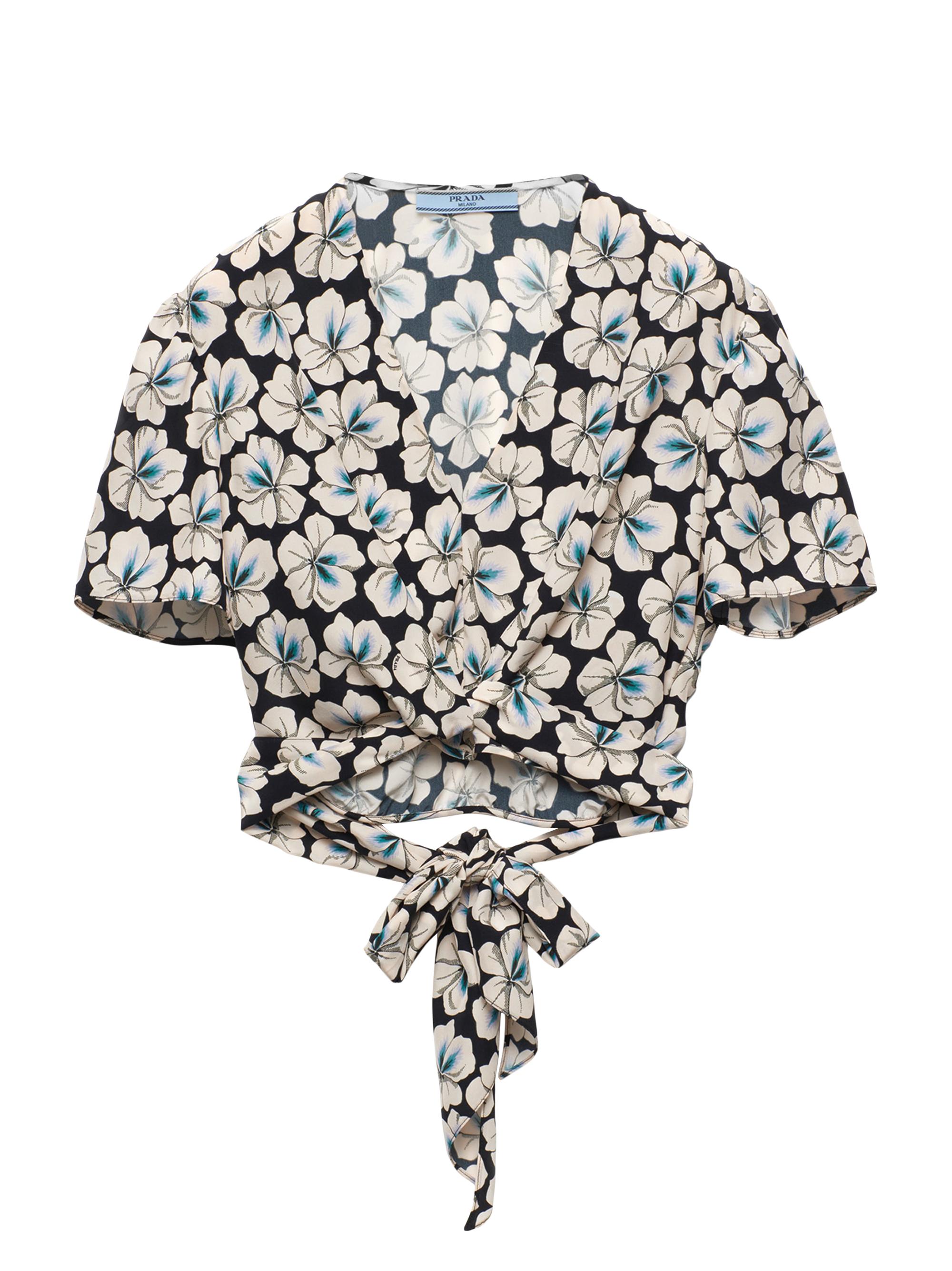 Prada Women's Printed Pongé Top - Black