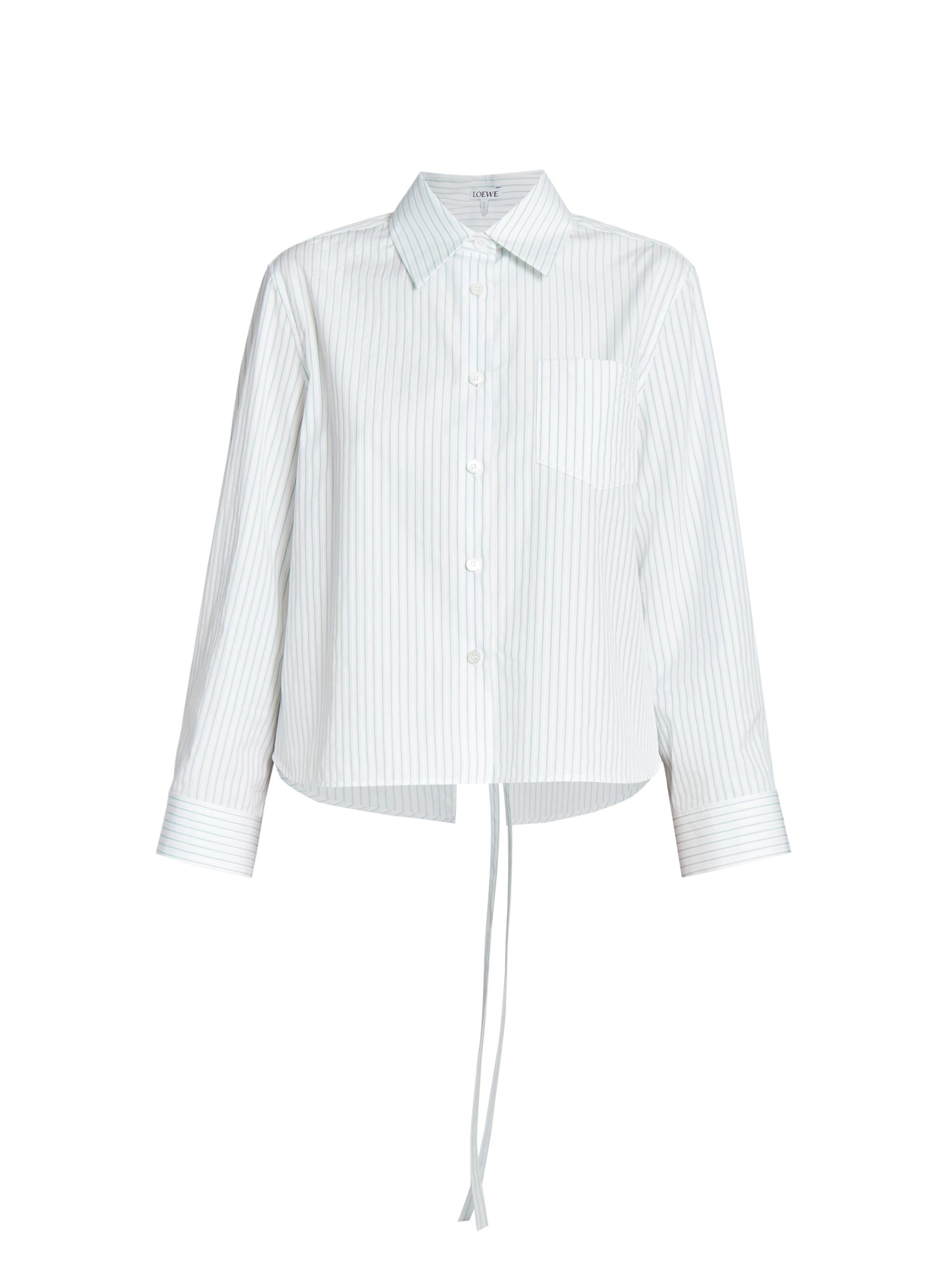 LOEWE Women's Trapeze Pinstriped Cotton-Blend Shirt - Green White