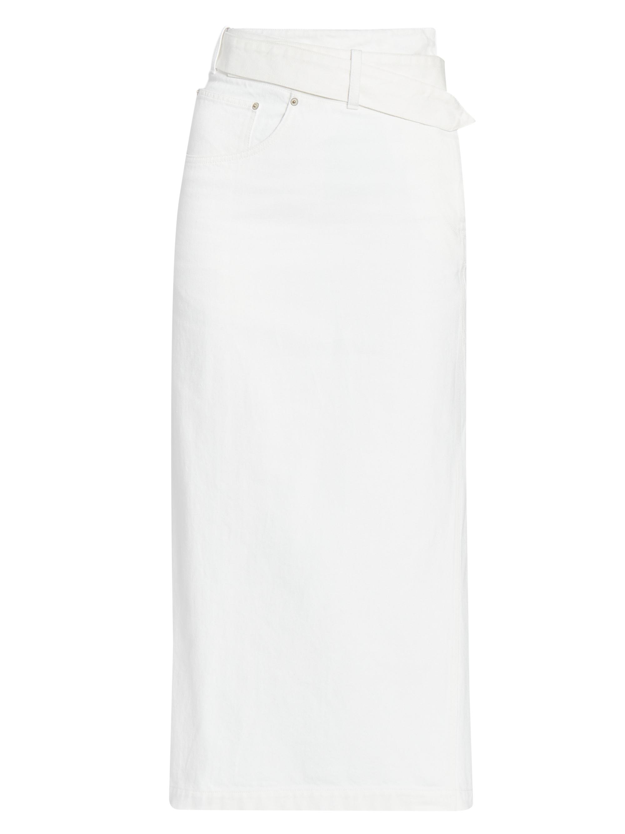 LOEWE Women's Deconstructed Denim Midi-Skirt - White