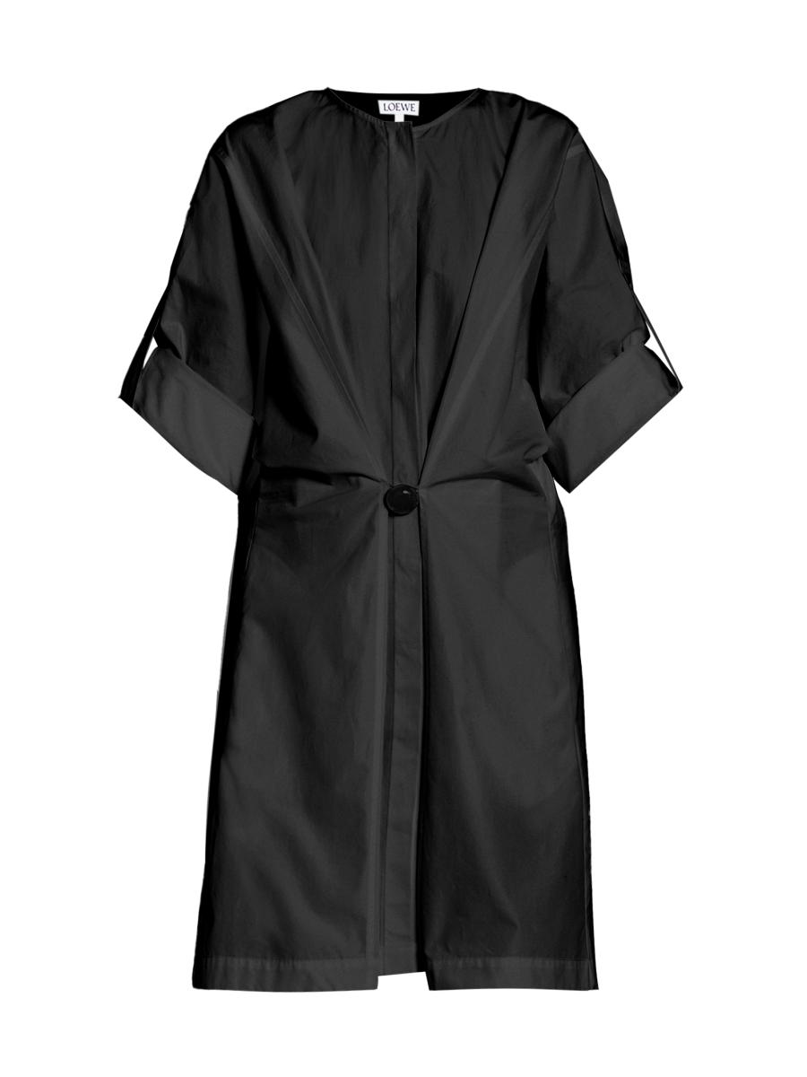 【関税&送料込】Loewe Black Satin Mini Dress LOEWE Pebble Satin Mini Shirtdress | Saks Fifth Avenue
