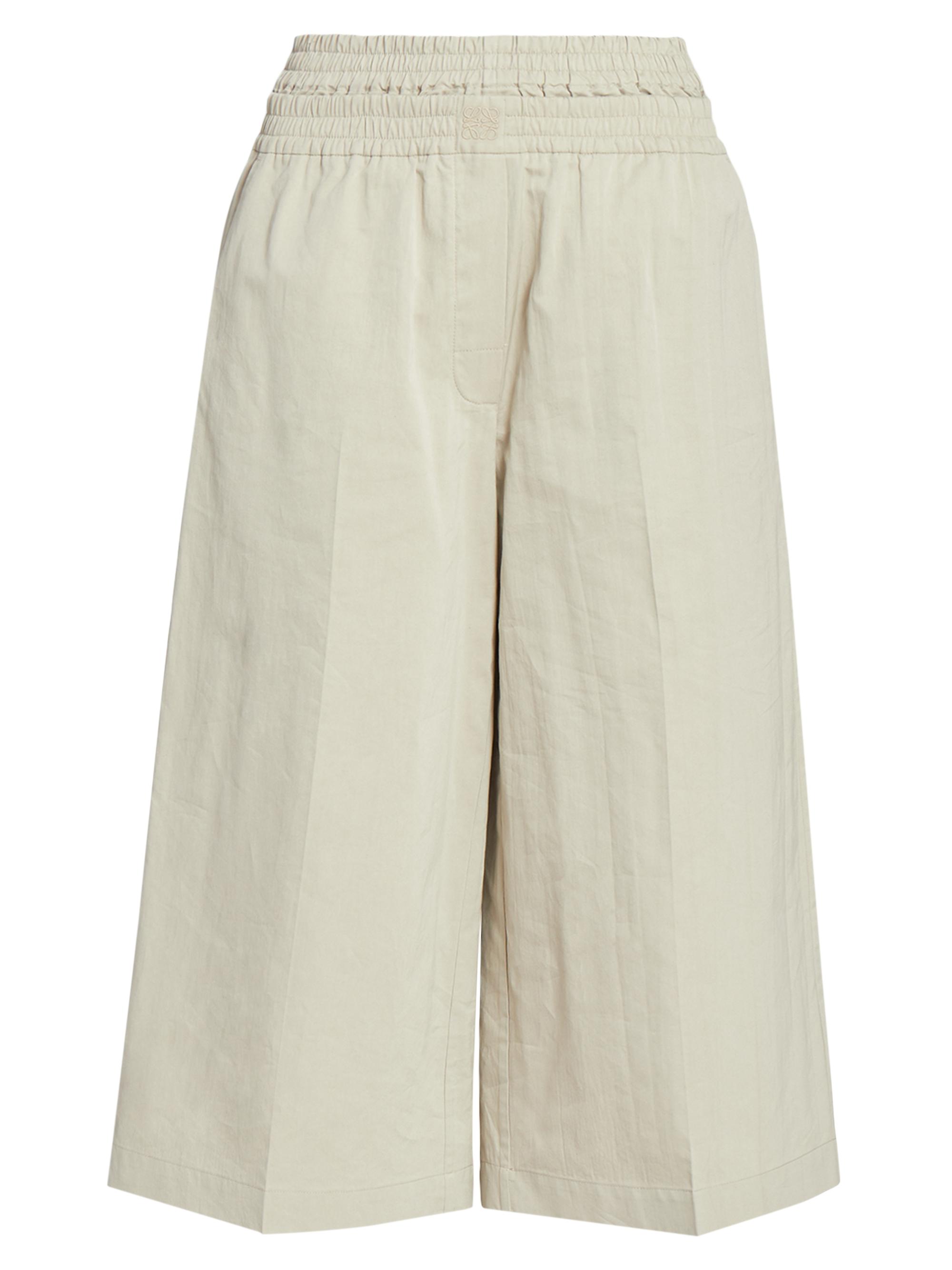 LOEWE Women's Elasticized Cotton-Blend Crop Trousers - Beige Trench