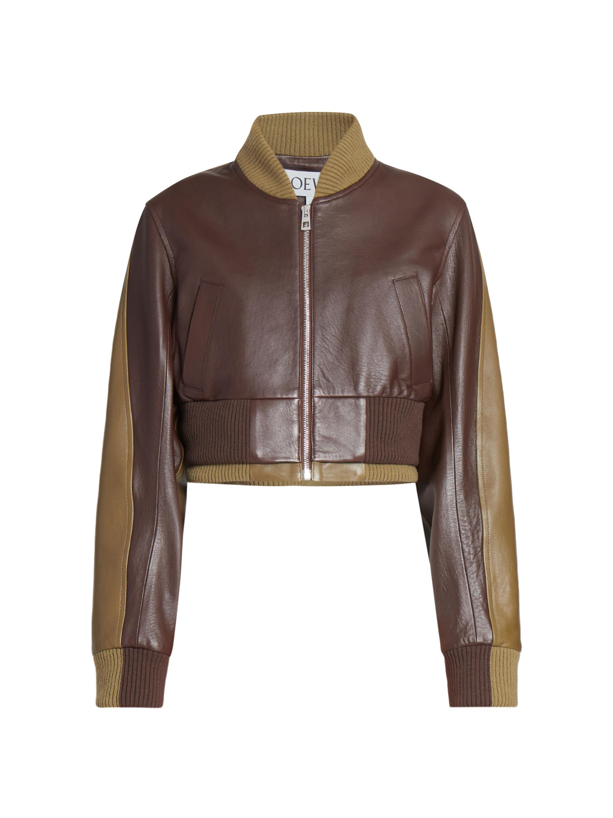 LOEWE Leather-Blend Crop Bomber Jacket | Saks Fifth Avenue