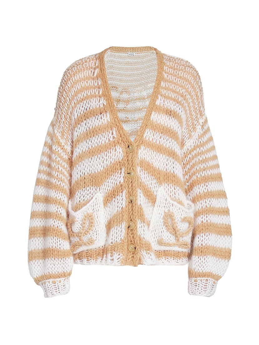 Shop LOEWE Anagram Striped Slouch Cardigan | Saks Fifth Avenue Shop LOEWE Anagram Striped Slouch Cardigan | Saks Fifth Avenue