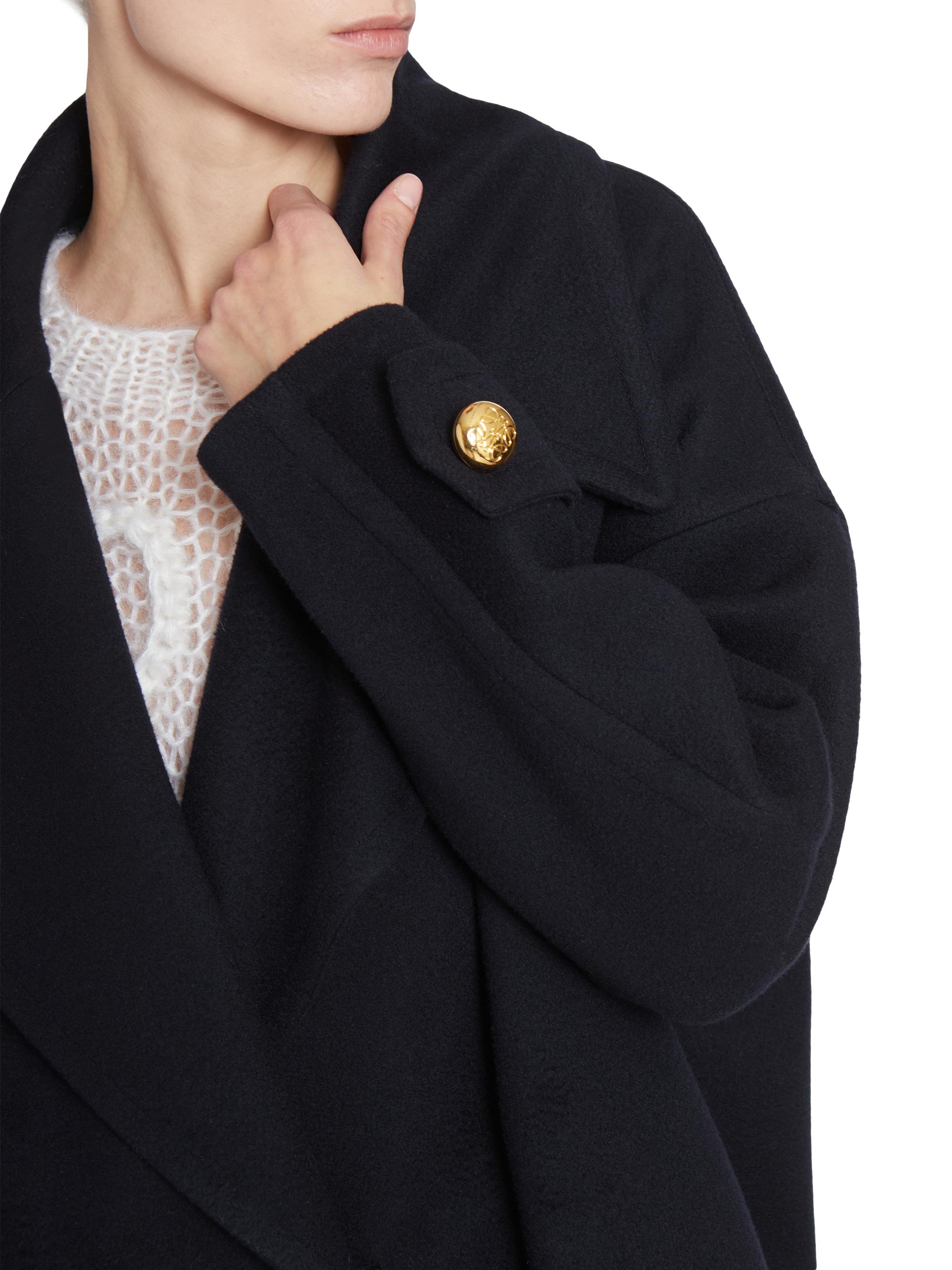 ジャケット・アウター LOEWE cashmere blend wool coat Leather-trimmed wool and cashmere jacket in beige - Loewe