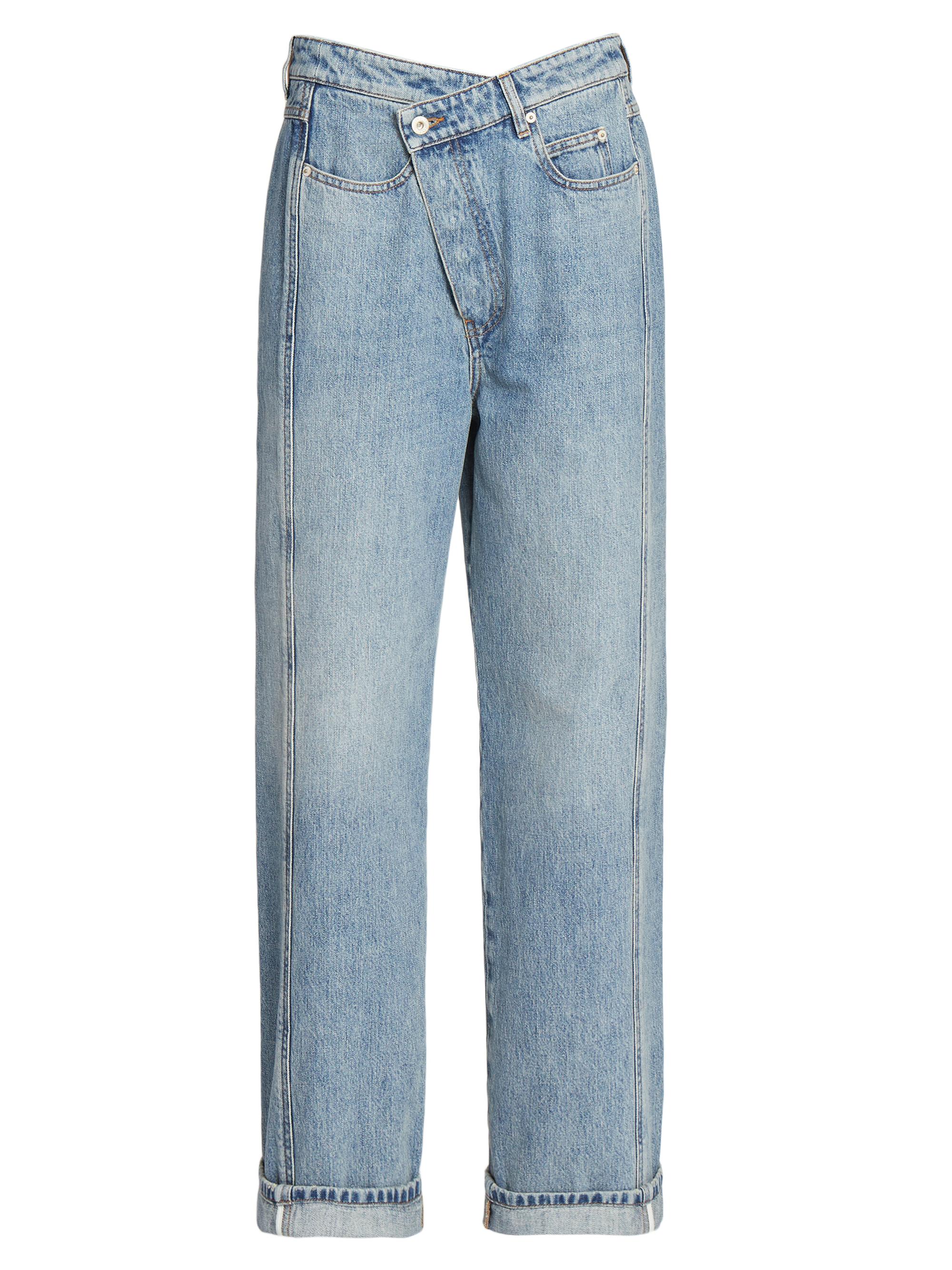 LOEWE Women's Deconstructed Straight-Leg Jeans - Washed Denim
