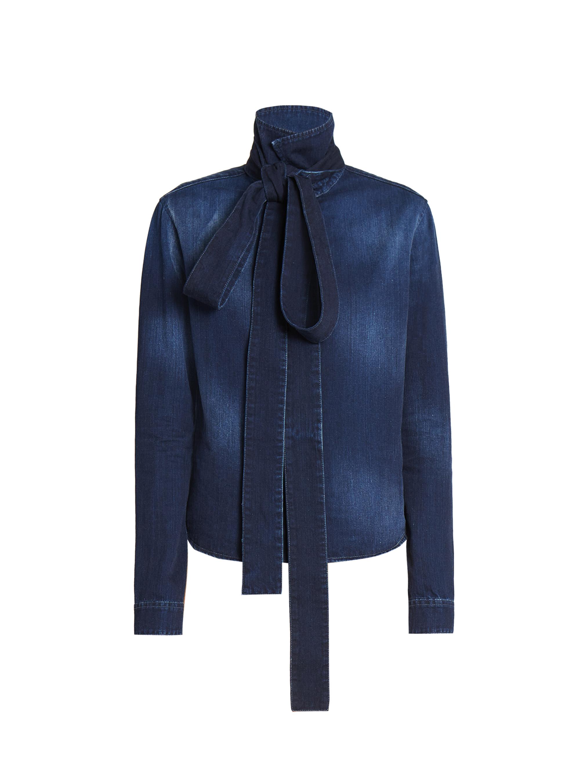 LOEWE Women's Bow Denim Shirt - Washed Indigo