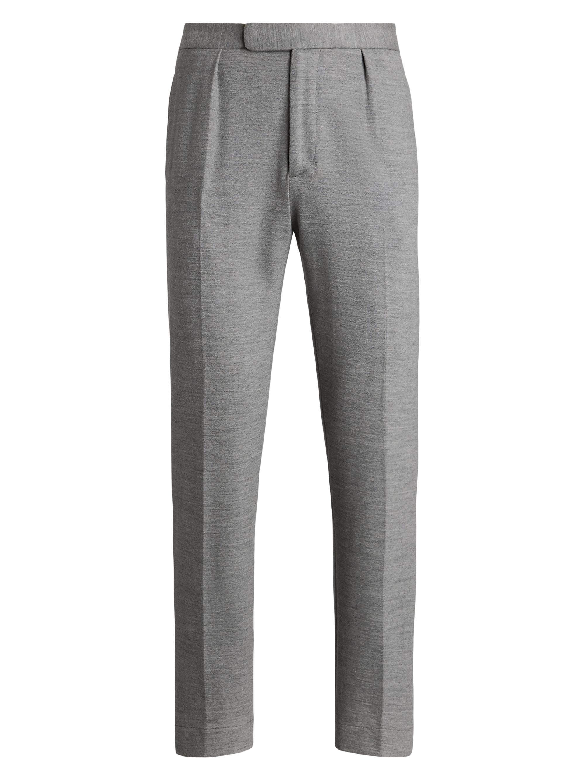Ralph Lauren Purple Label Men's Pleated Cotton-Blend Trousers - Medium Grey Melange