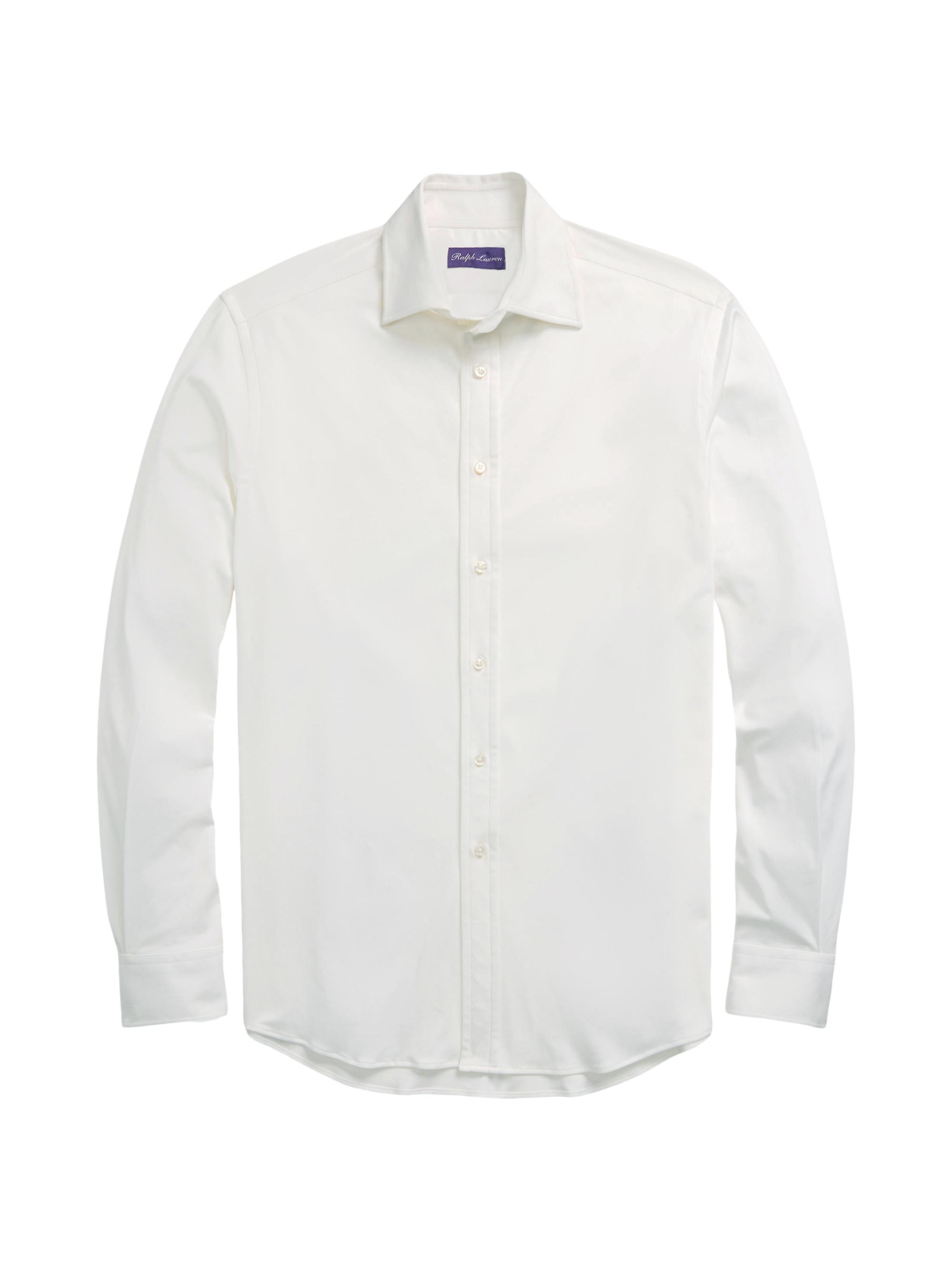 Ralph Lauren Purple Label Men's Stretch Cotton Long-Sleeve Dress Shirt - White