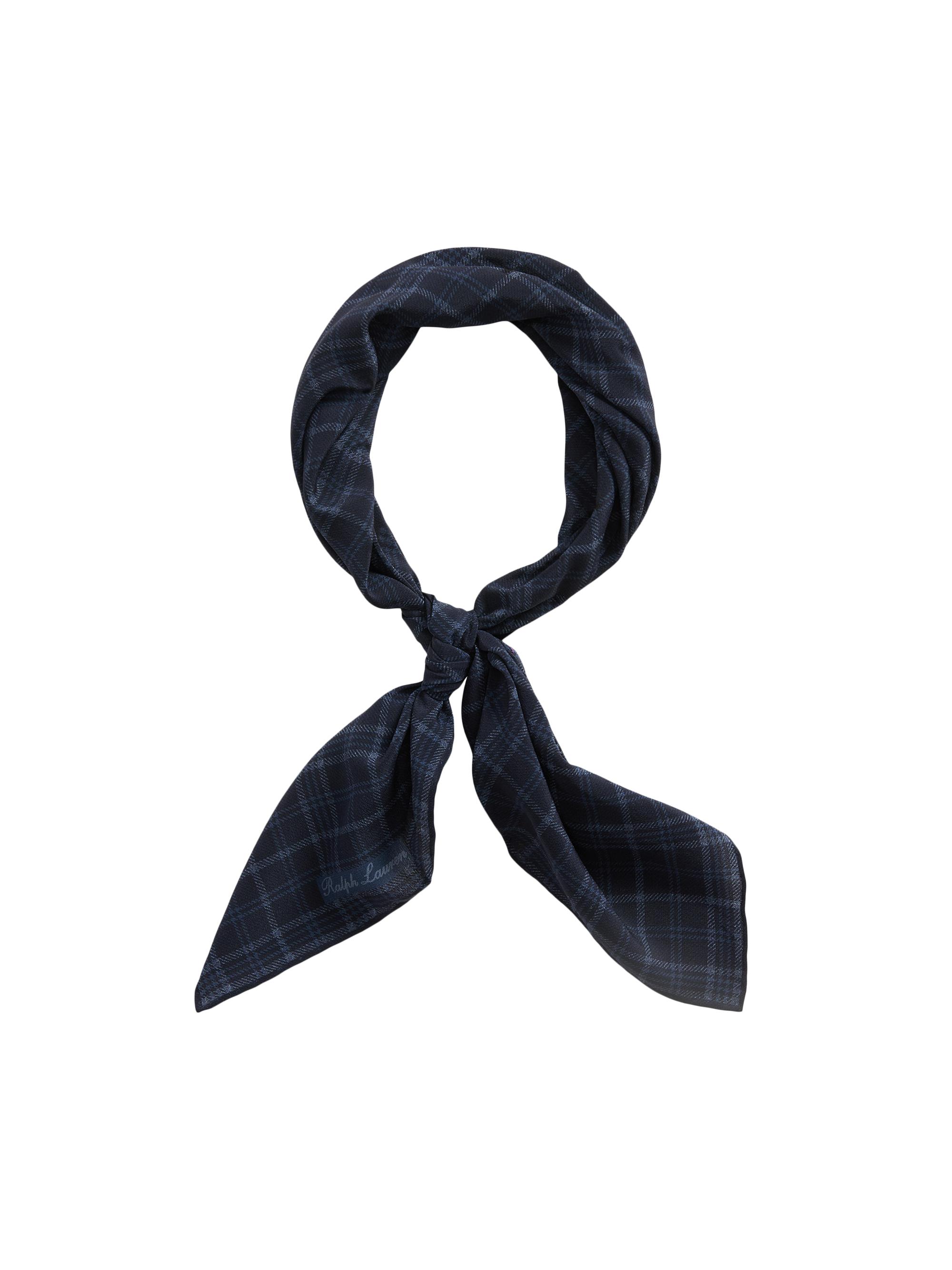 Ralph Lauren Purple Label Men's Plaid Silk Neckerchief - Navy