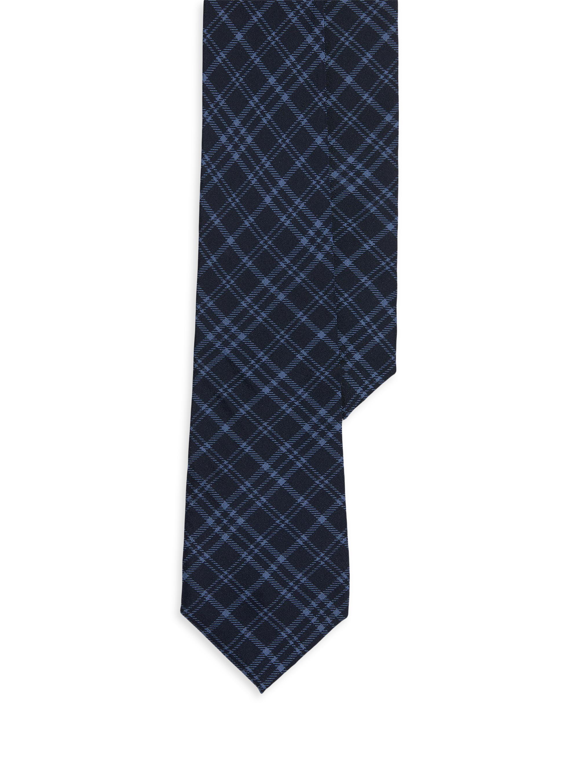 Ralph Lauren Purple Label Men's Plaid Silk Tie - Navy