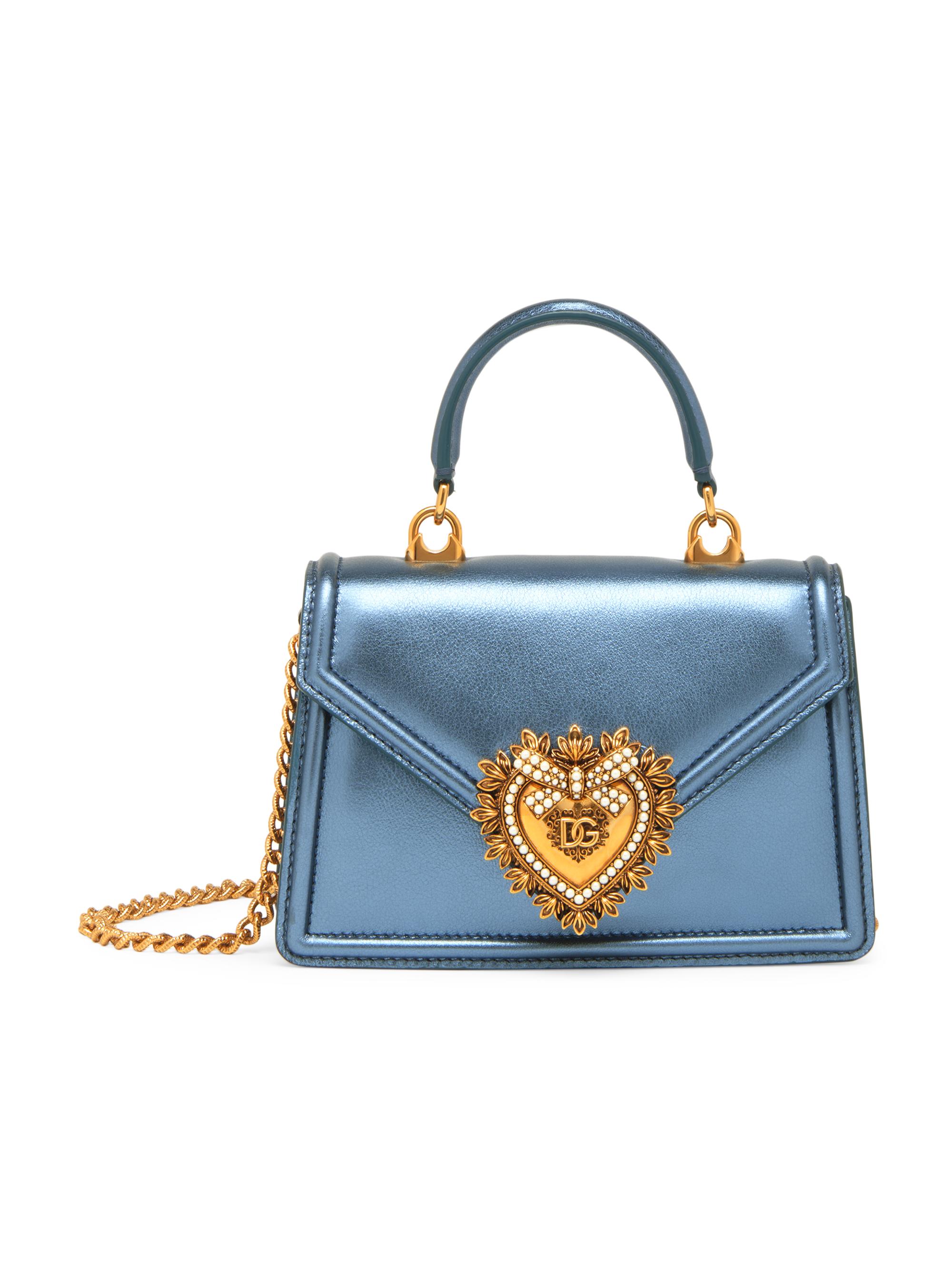 Dolce & Gabbana Women's Mini Devotion Leather Top Handle Bag - Shiny Blue