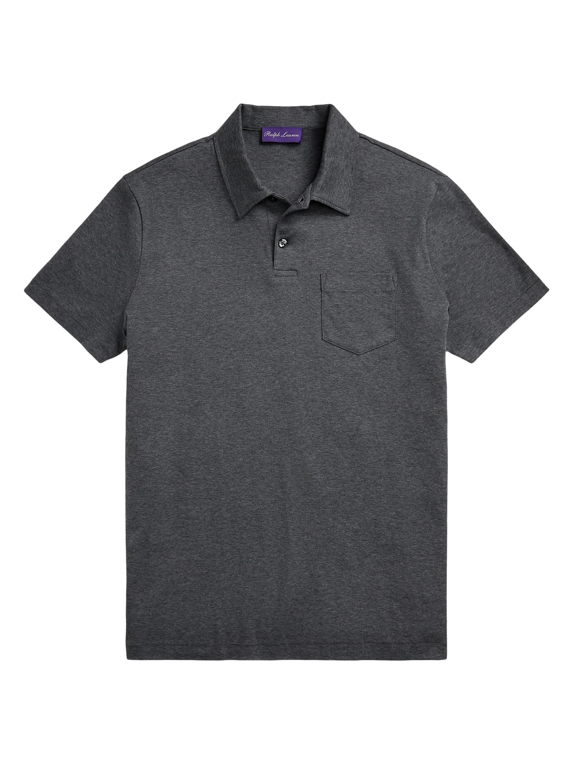Ralph Lauren Purple Label Men's Interlock Cotton Polo T-Shirt - Medium Grey Melange
