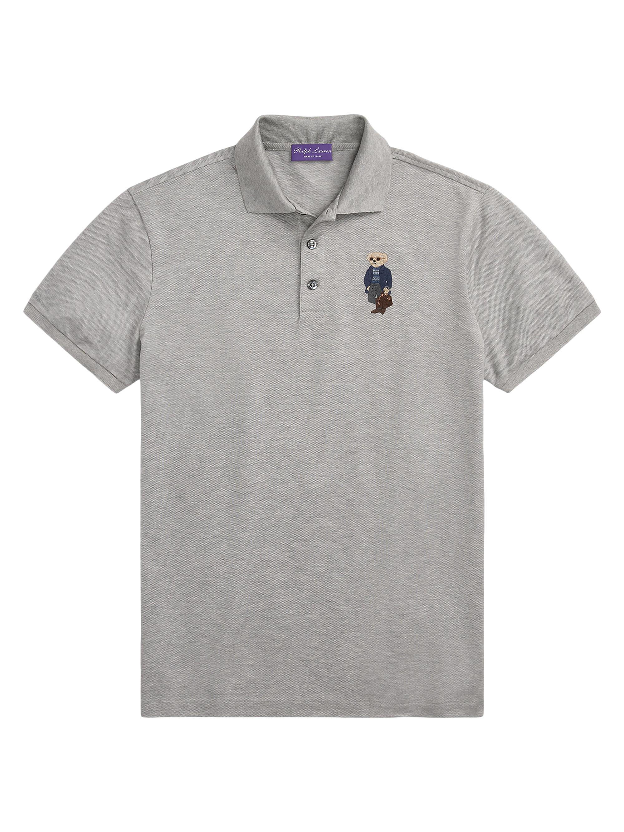 Ralph Lauren Purple Label Men's Polo Bear Short-Sleeve Polo Shirt - Classic Light Grey Heather