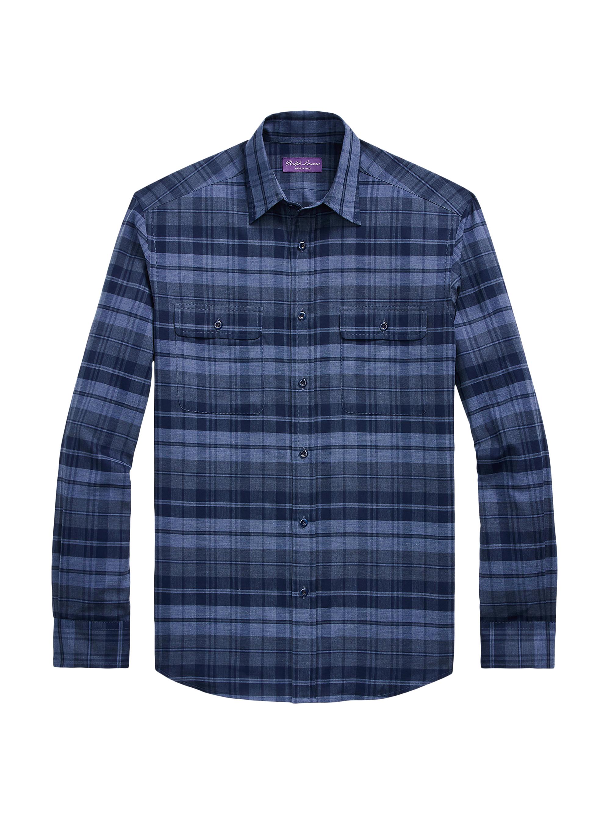 Ralph Lauren Purple Label Men's Cooper Check Sport Shirt - Dark Slate Blue