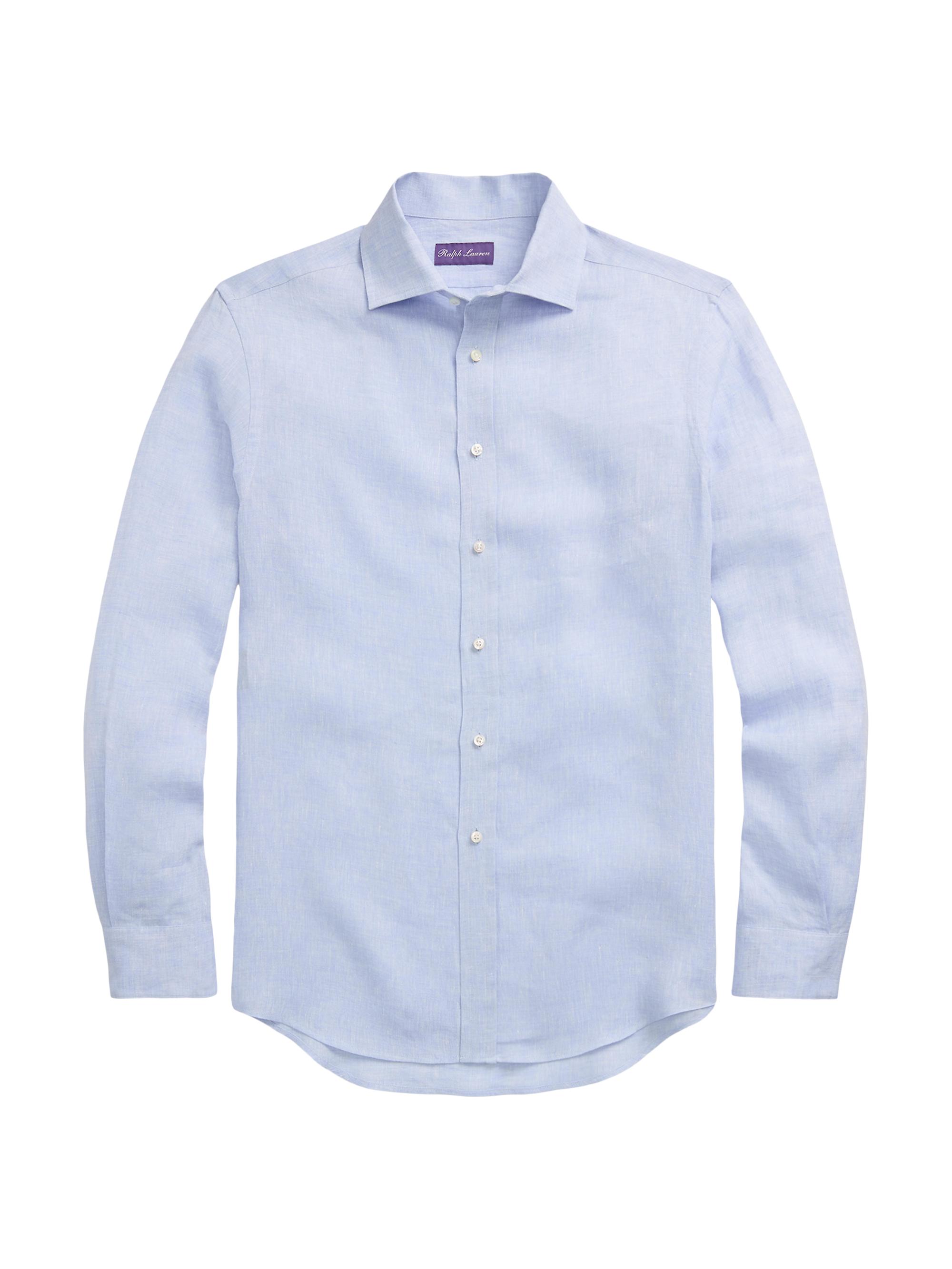 Ralph Lauren Purple Label Men's Chambray Linen Long-Sleeve Sport Shirt - Soft Blue