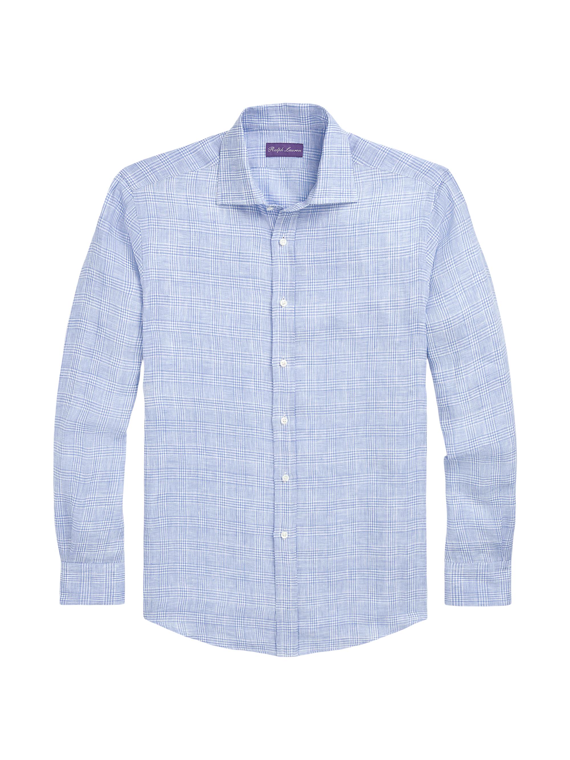 Ralph Lauren Purple Label Men's Aston Glen Check Linen Button-Front Shirt - Blue