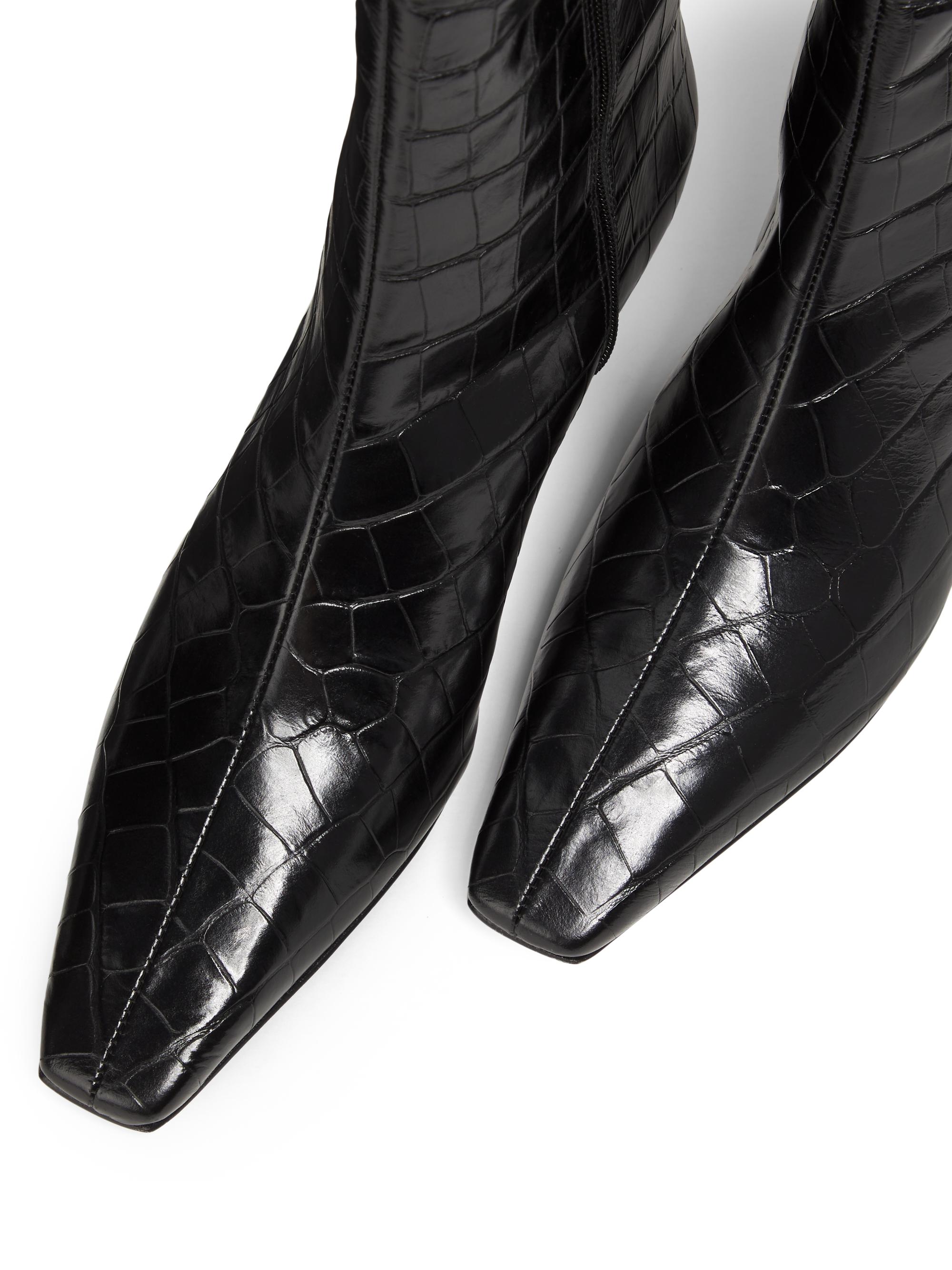 Schutz Dellia 65MM Croc Leather Mid-Calf Boots | Saks Fifth Avenue