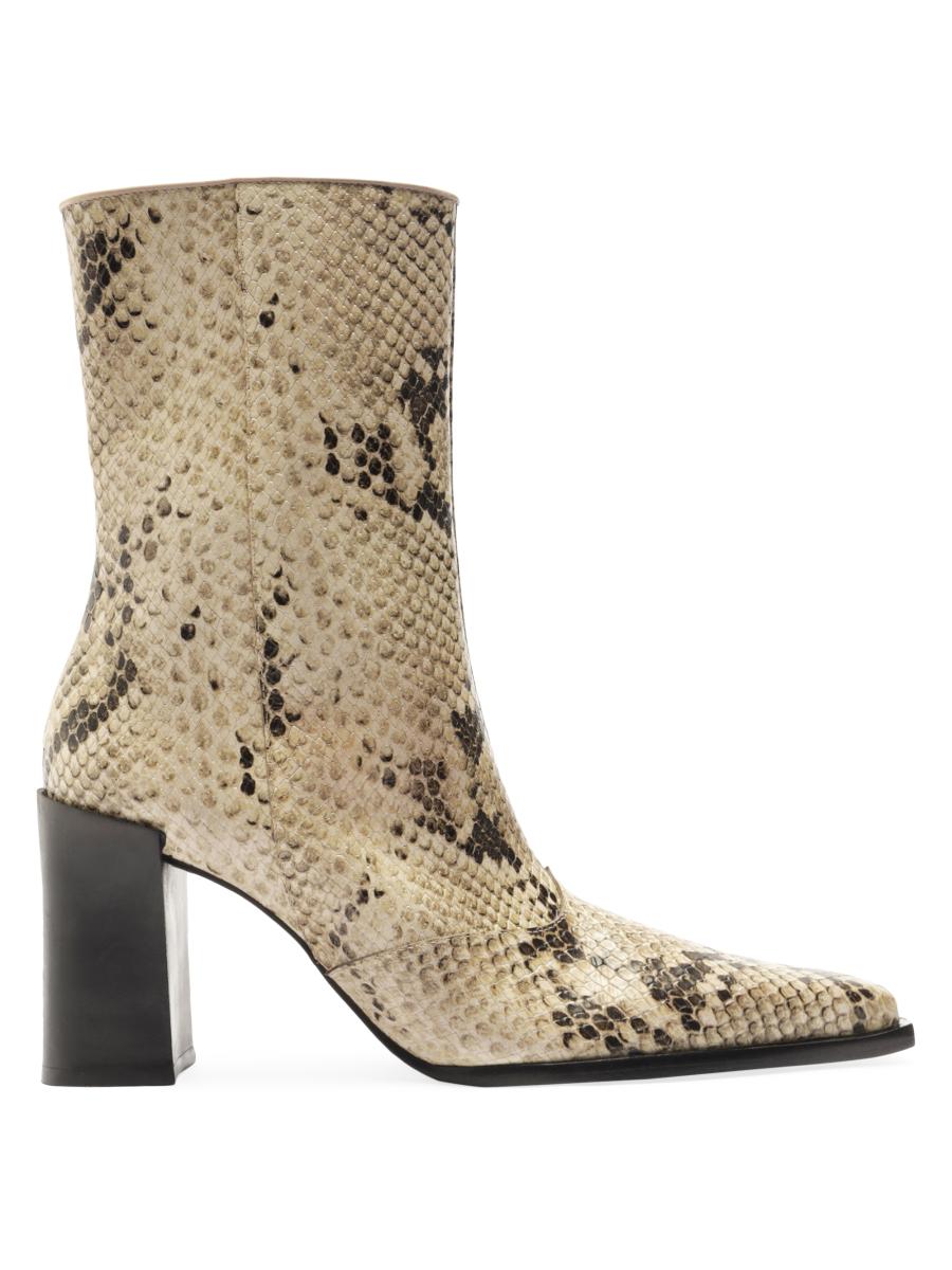Schutz Raffaela 90MM Snake-Print Leather Boots | Saks Fifth Avenue
