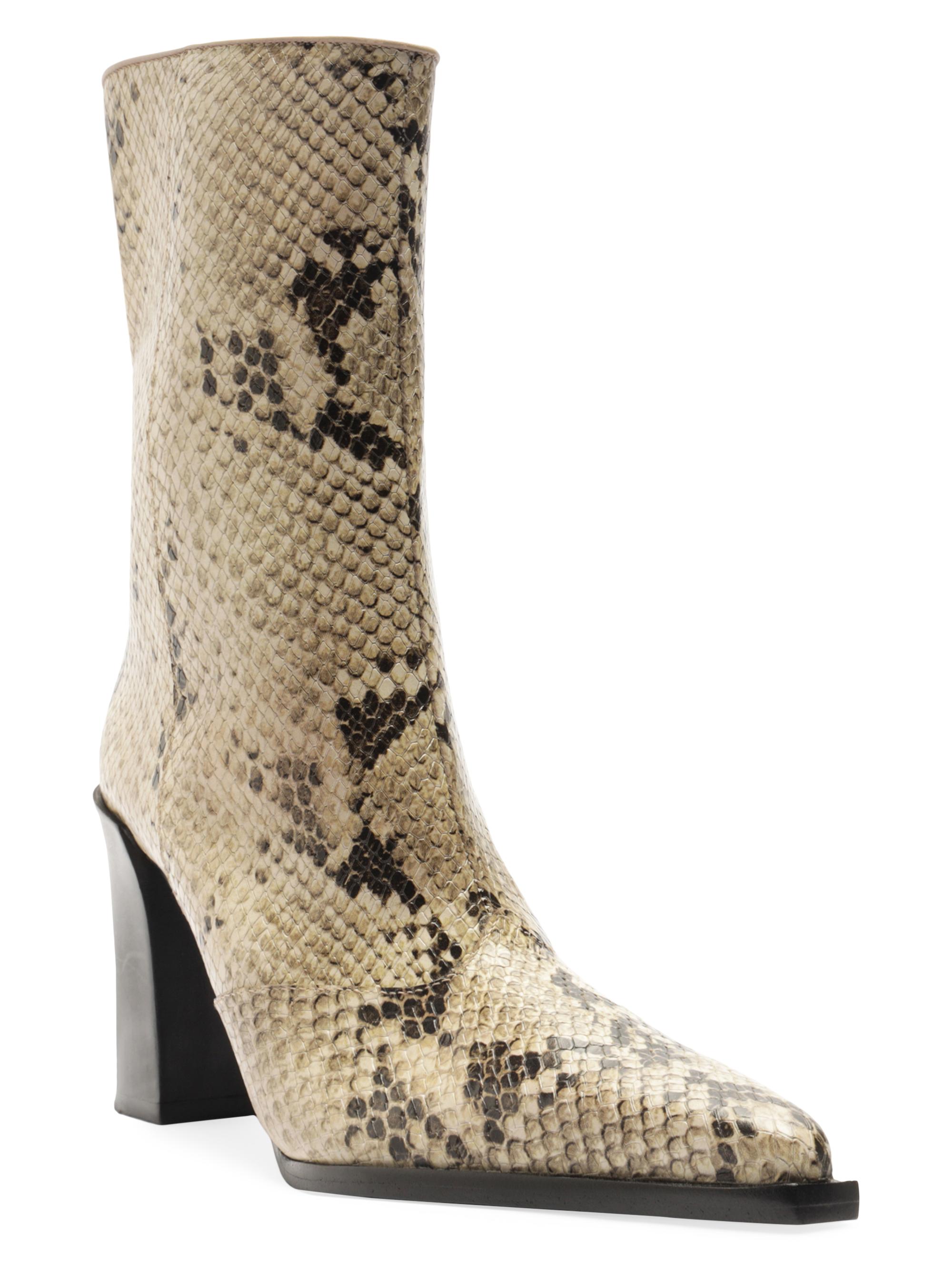 Schutz Women's Raffaela 90MM Snake-Print Leather Boots - Natural