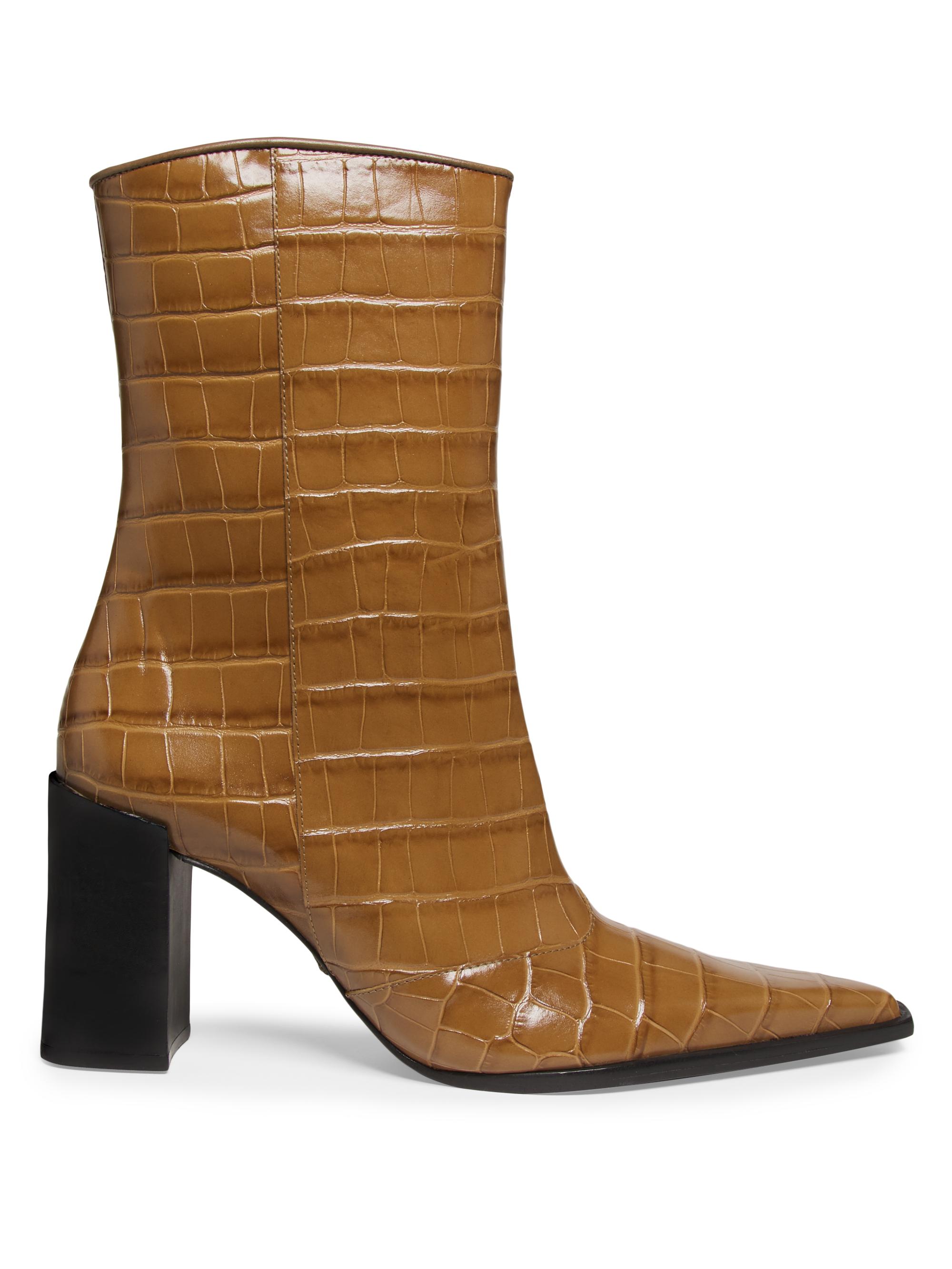 Schutz Women's Raffaela 90MM Crocodile-Embossed Leather Booties - Pistacho