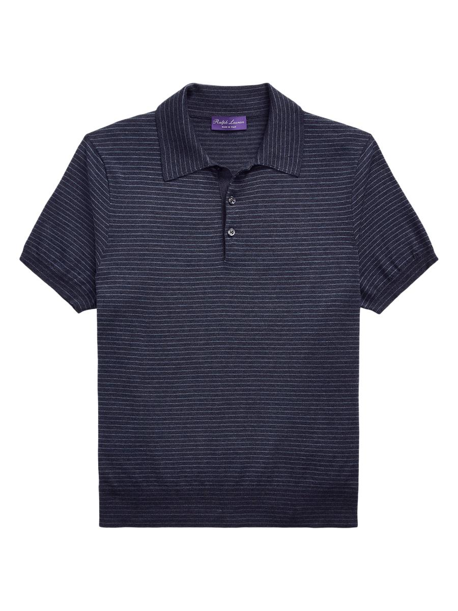 Tシャツ・カットソー Ralph Lauren Ralph Lauren Purple Label Silk Polo Ralph Lauren Purple Label Striped Silk-Cotton Polo Shirt