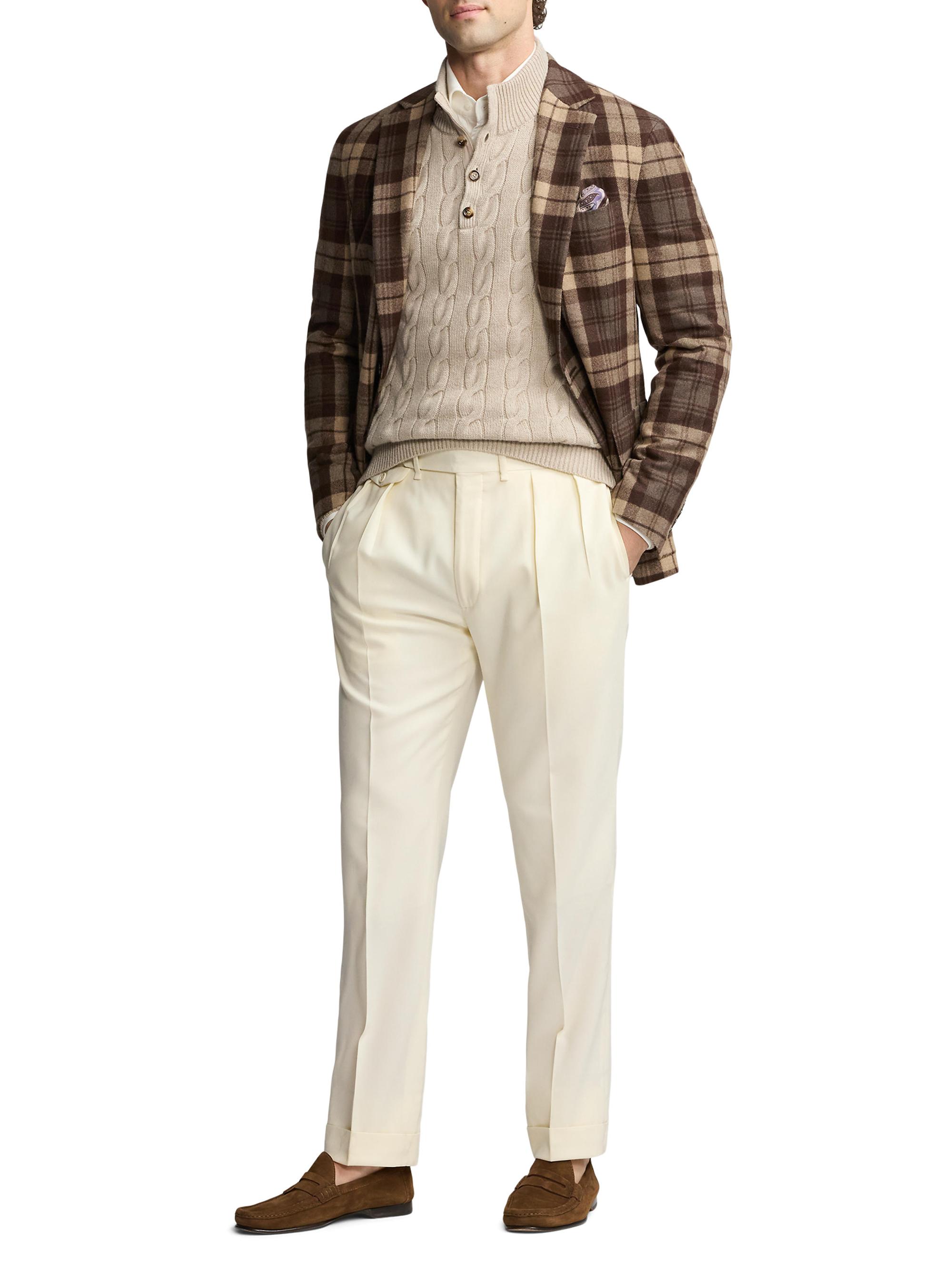 Ralph Lauren Purple Label Men's Cashmere Cable-Knit Sweater - Oatmeal Melange