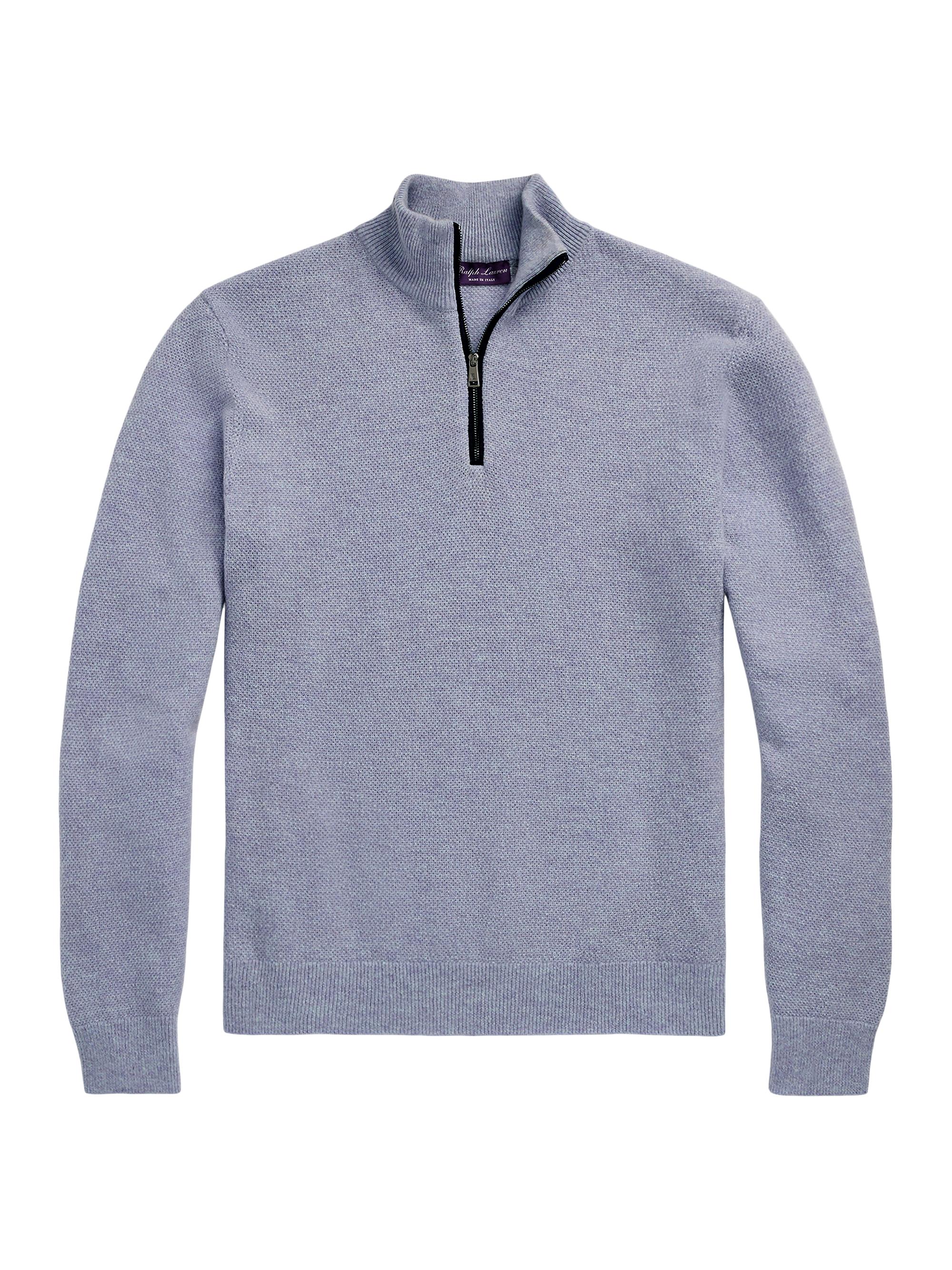 Ralph Lauren Purple Label Men's Cashmere Half-Zip Sweater - Soft Blue Melange
