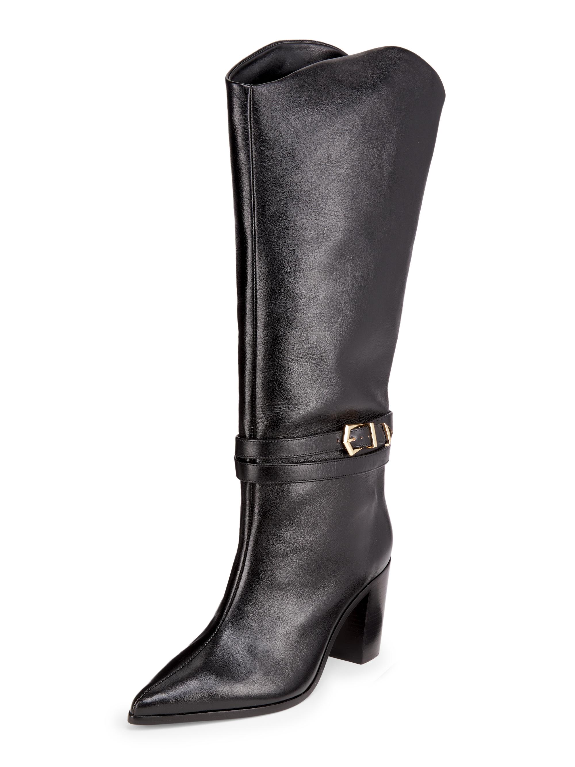 Schutz Maryana 90MM Leather High-Heel Boots | Saks Fifth Avenue
