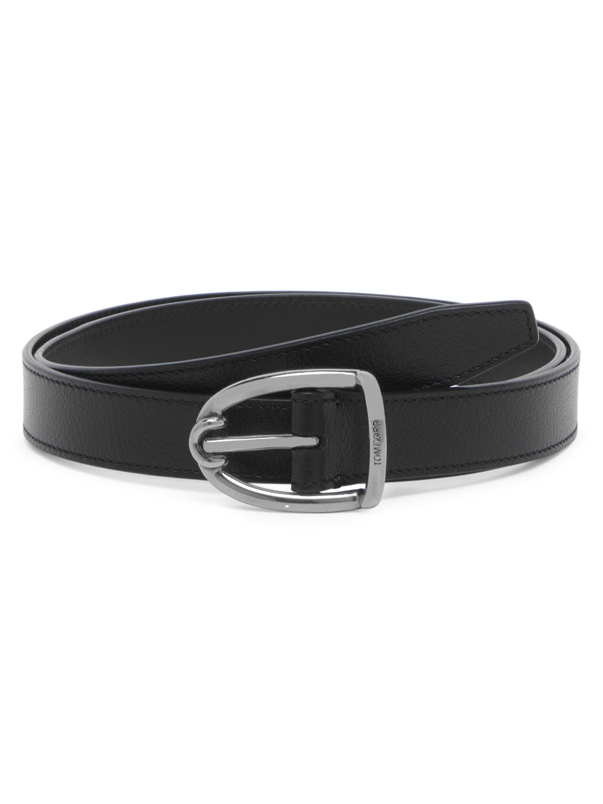 TOM FORD Men's Shiny Angled Buckle Belt - Black