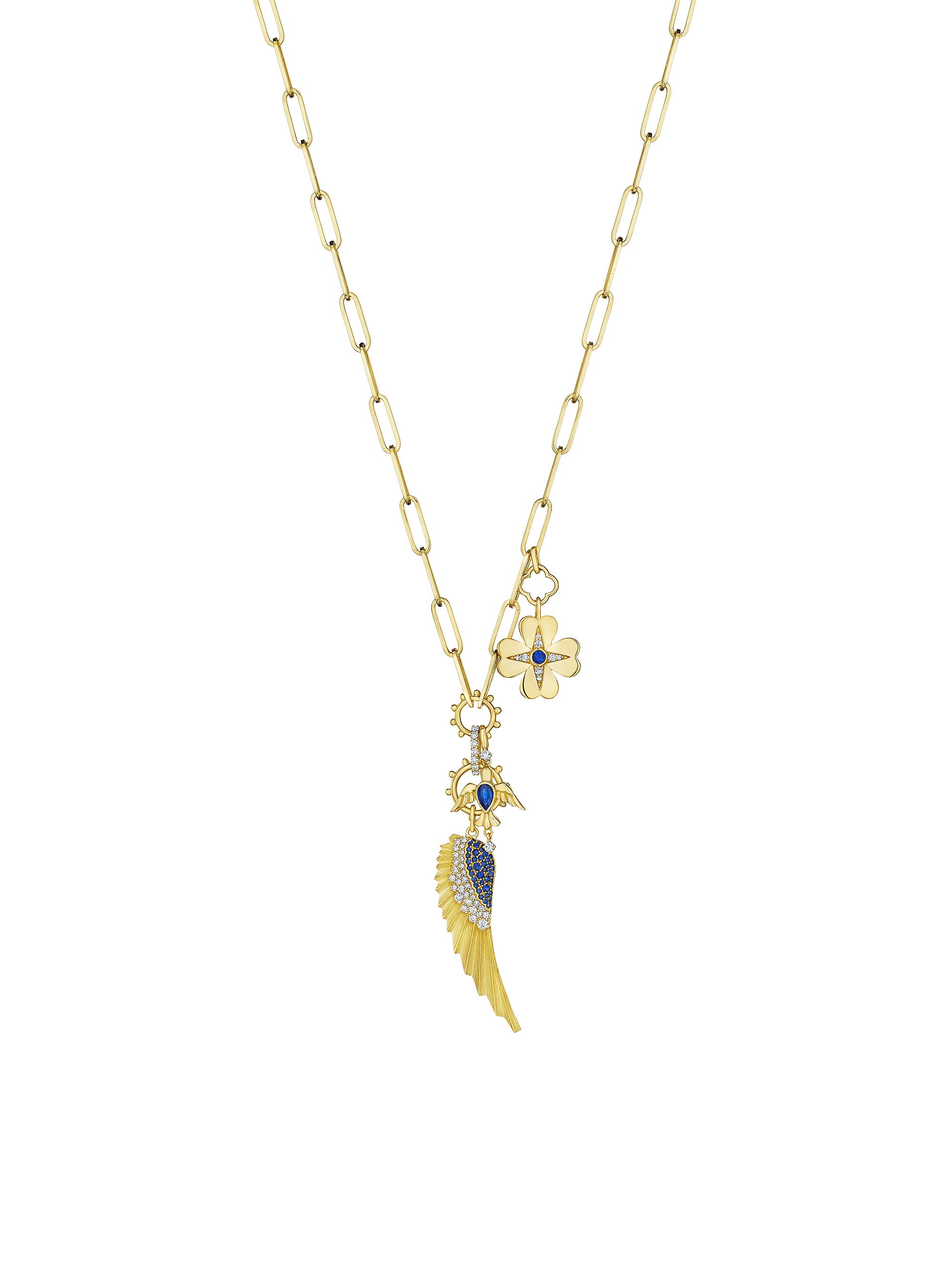 Hueb Women's Penka 18K Yellow Gold, Blue Sapphire & 0.46 TCW Diamond Charm Necklace - Yellow Gold