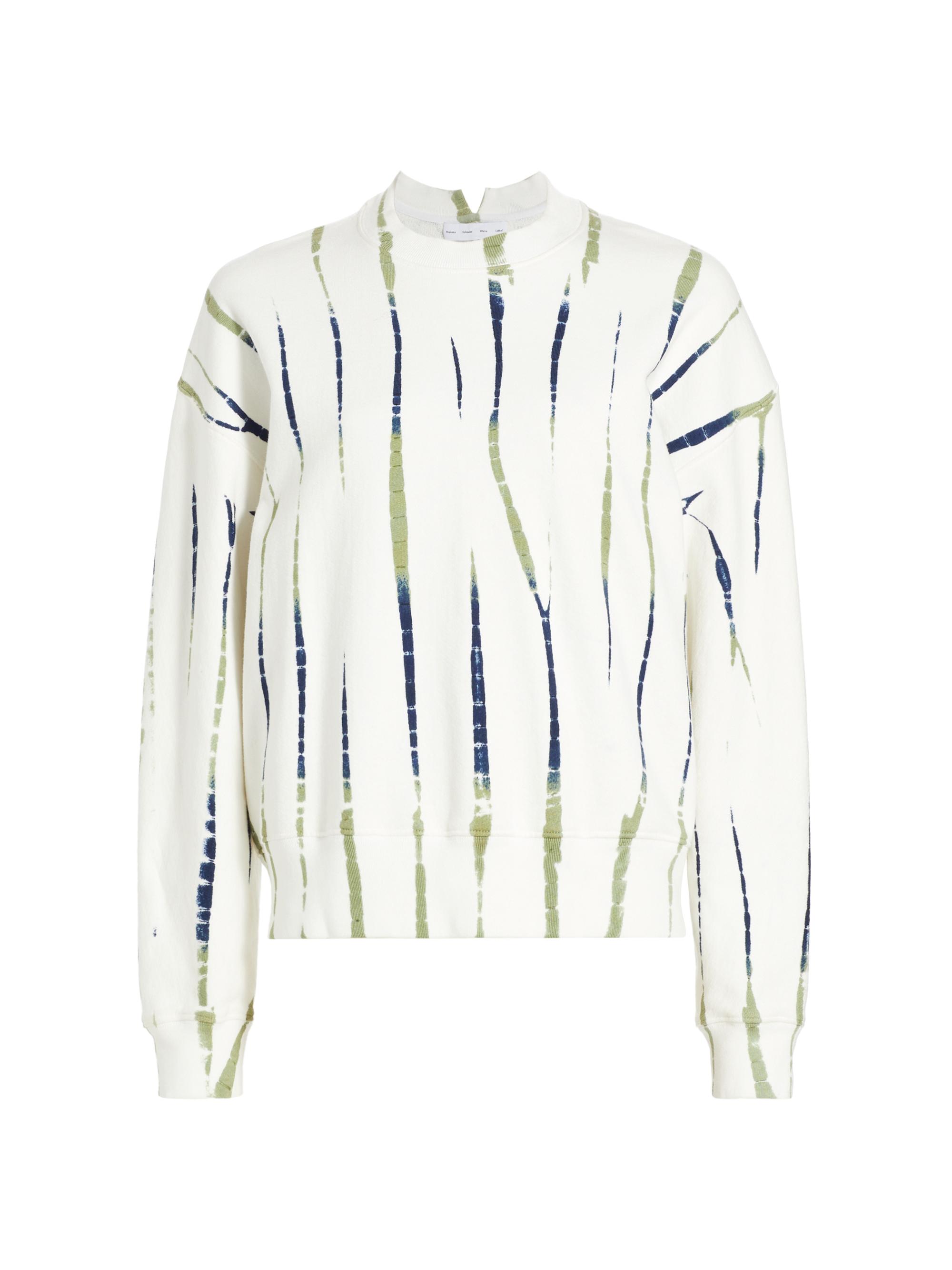 Proenza Schouler White Label Women's Blake Tie-Dye Stripe Sweatshirt - White Navy Olive