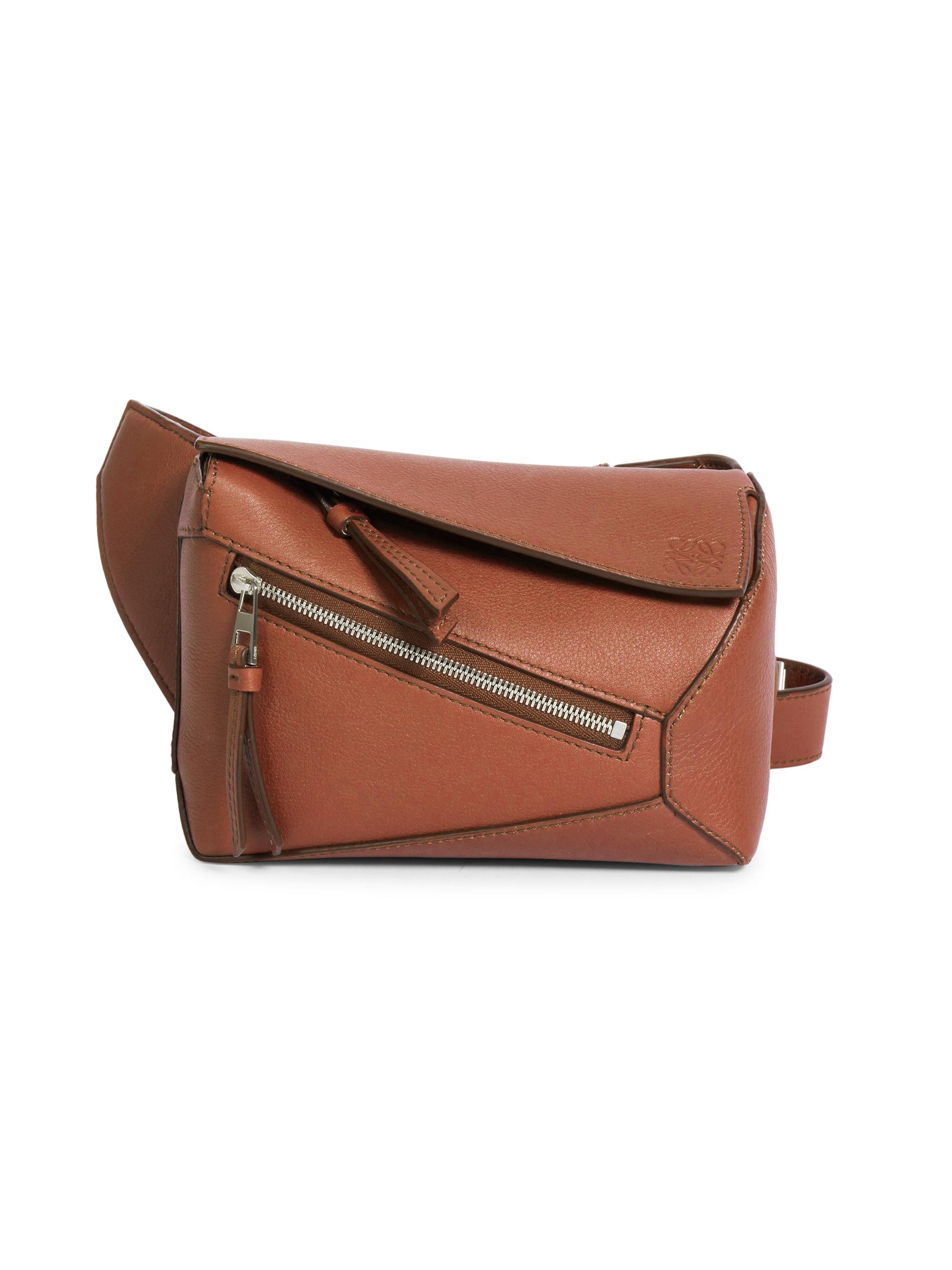 LOEWE Men's Mini Puzzle Edge Leather Belt Bag - Tan