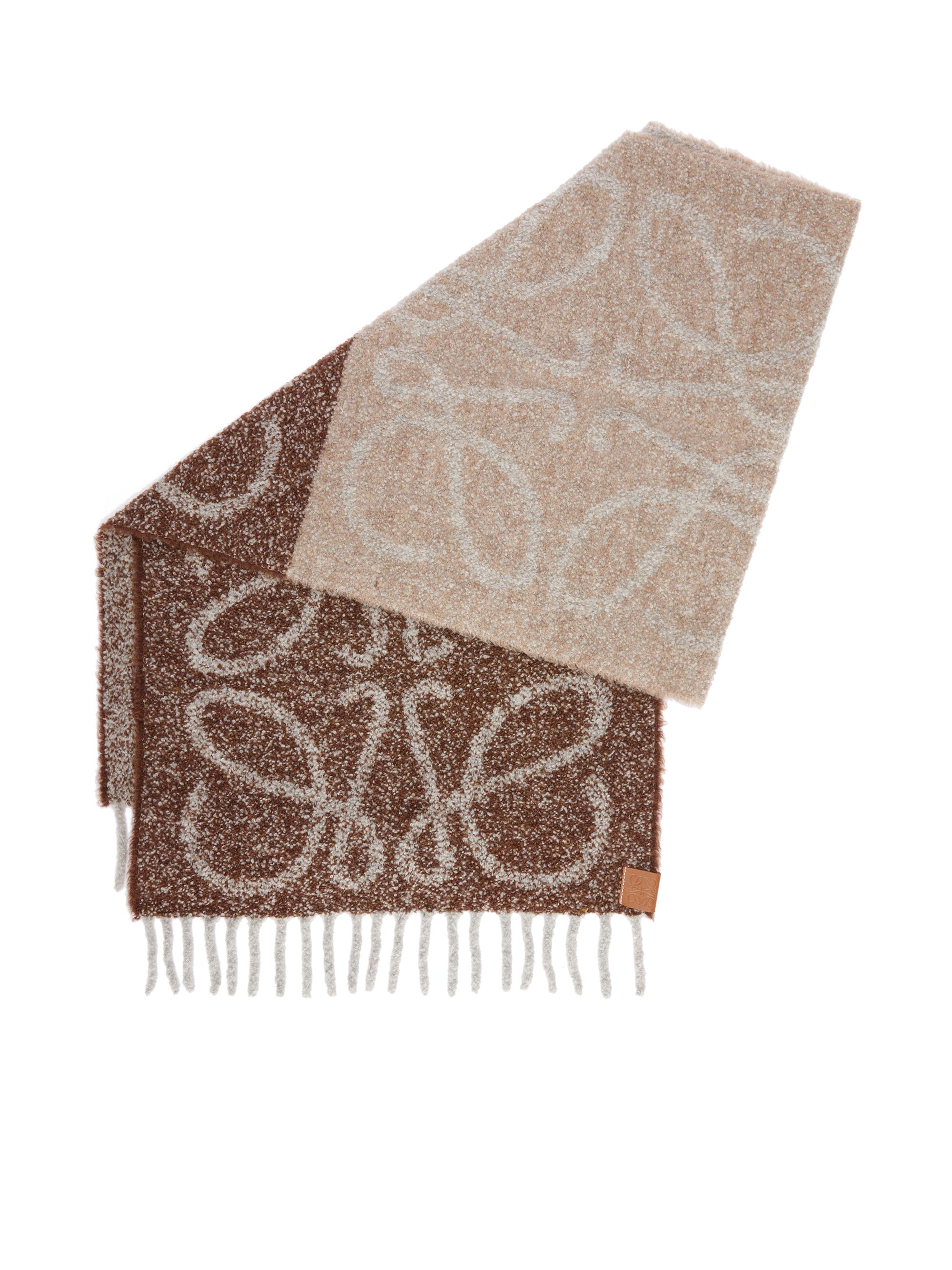 LOEWE Men's Anagram Logo Alpaca-Blend Scarf - Beige White