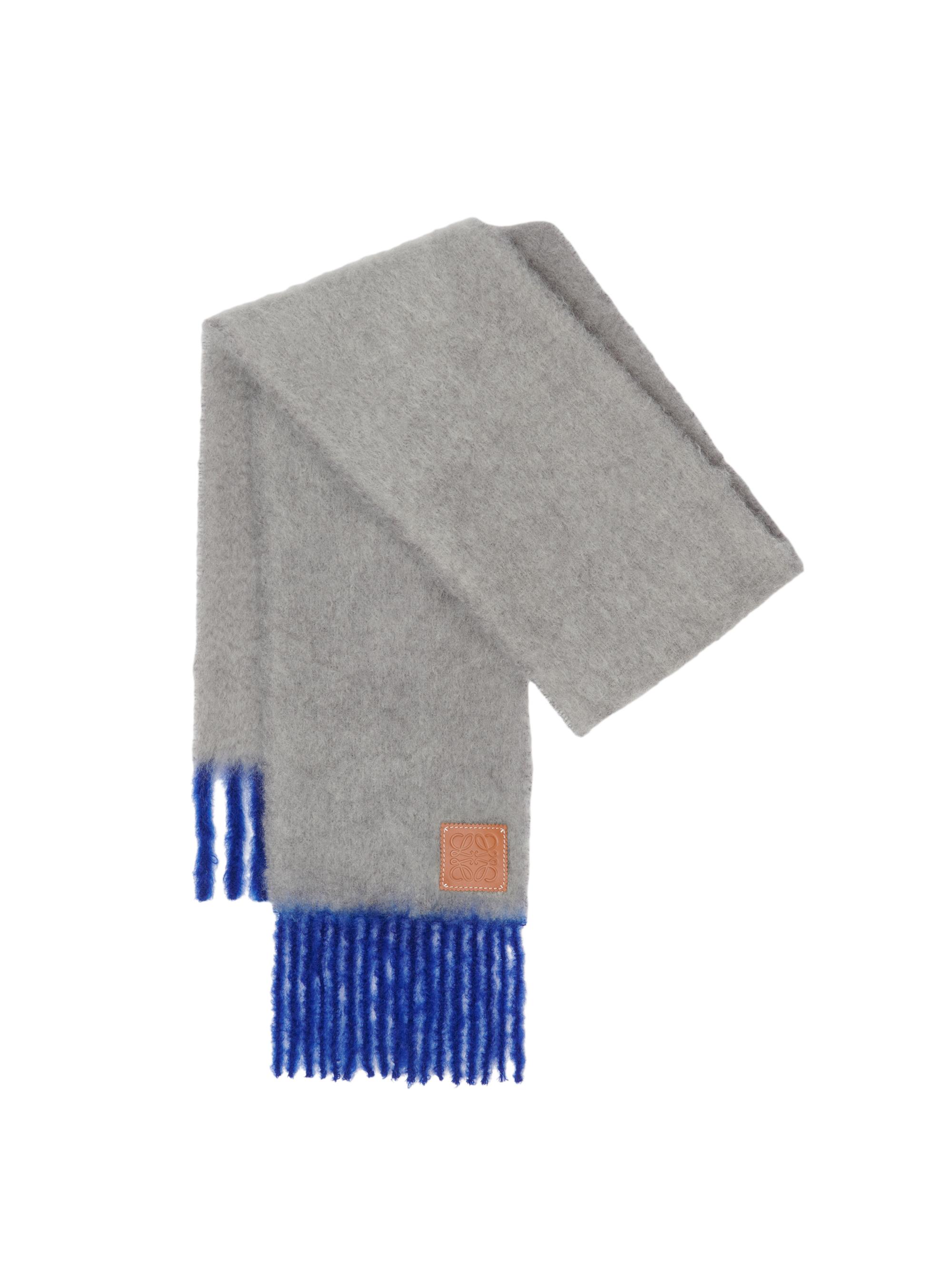 LOEWE Men's Mohair-Wool Blend Fringe Scarf - Grey Blue