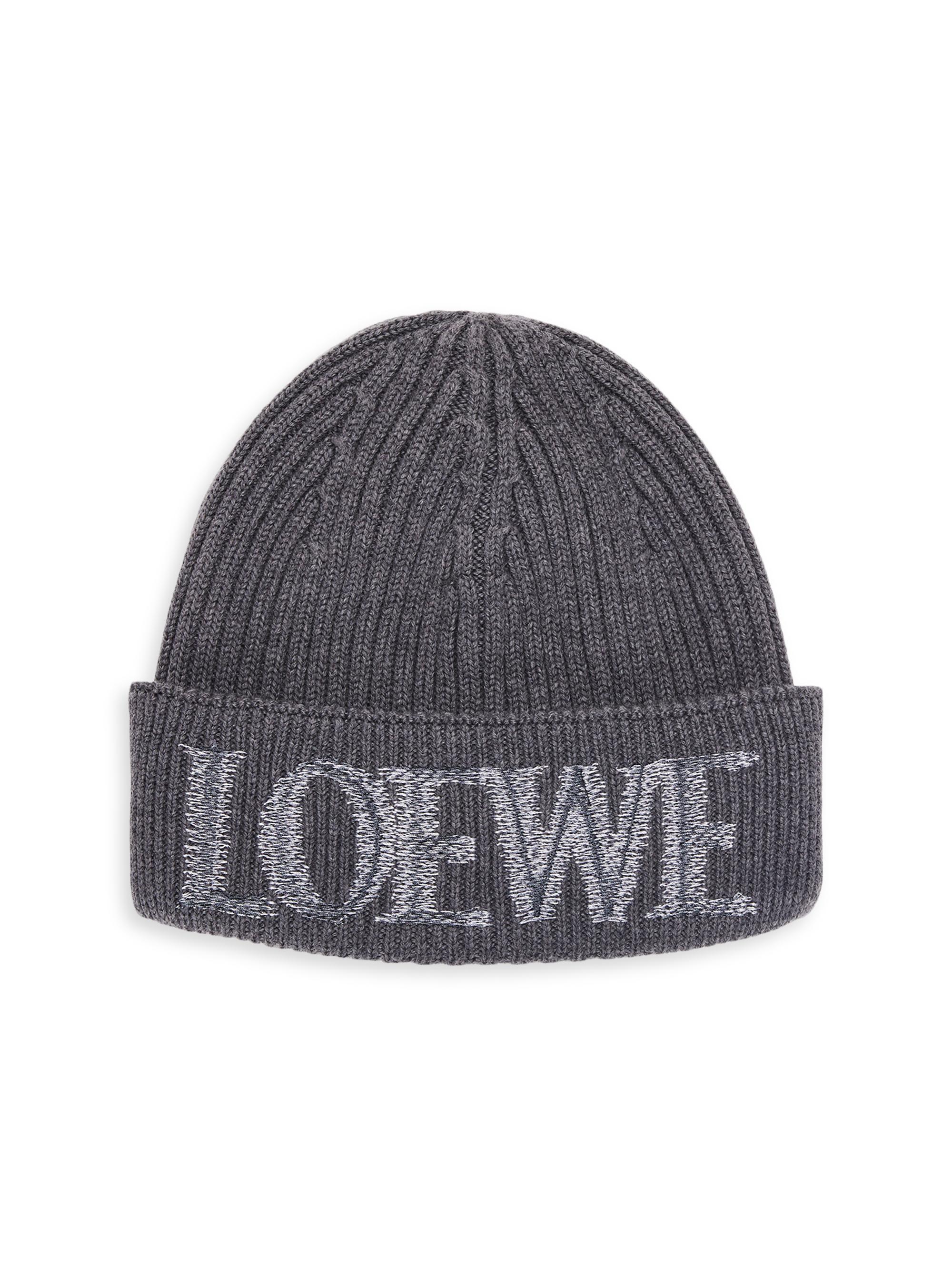 LOEWE Women's Logo Wool Beanie - Grey