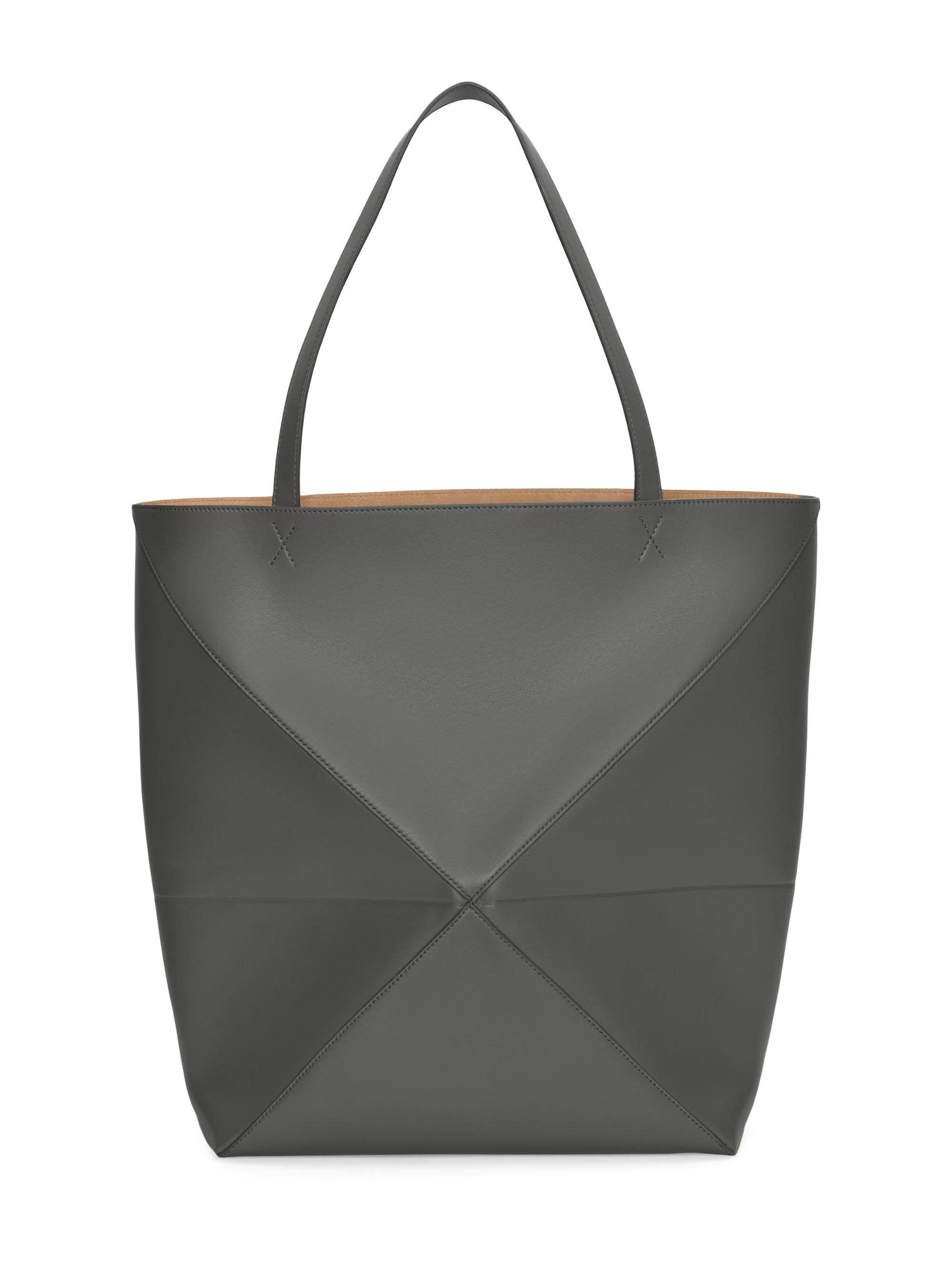 loewe折り畳み可能なトートバッグ XL Puzzle Fold tote in shiny calfskin Black - LOEWE